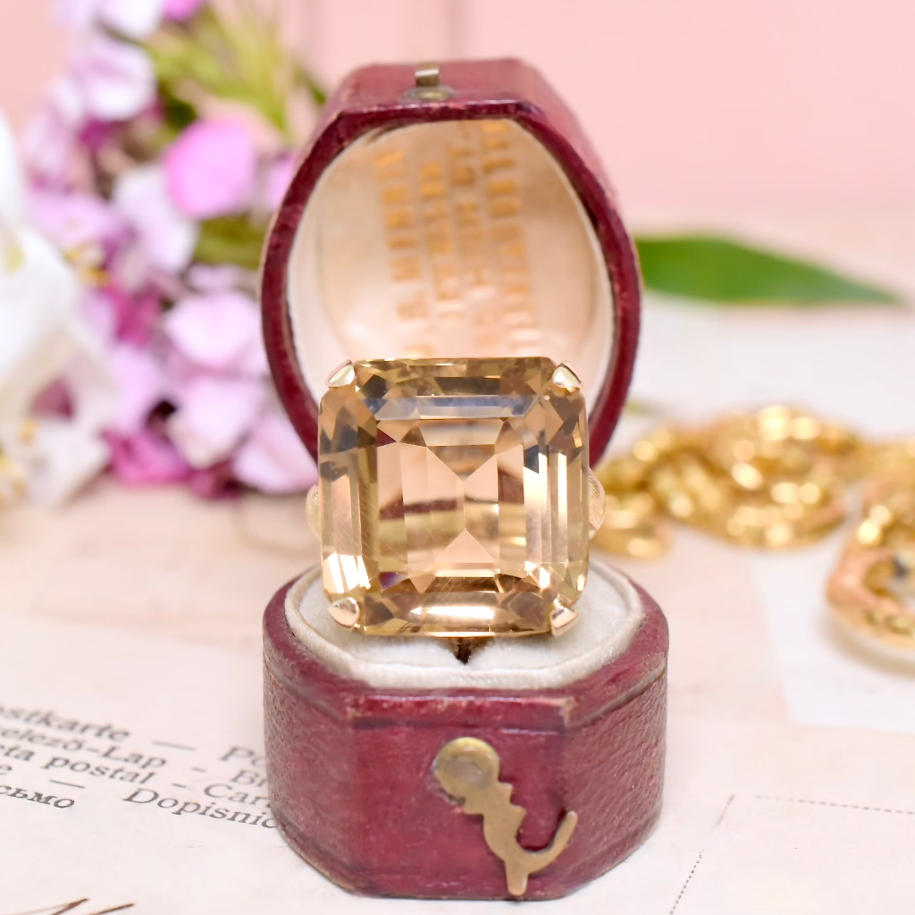 Vintage Retro 18ct Yellow Gold Citrine Ring Independent Valuation Included For $4150.00 AUD