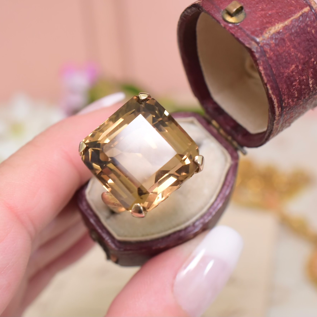Vintage Retro 18ct Yellow Gold Citrine Ring Independent Valuation Included For $4150.00 AUD