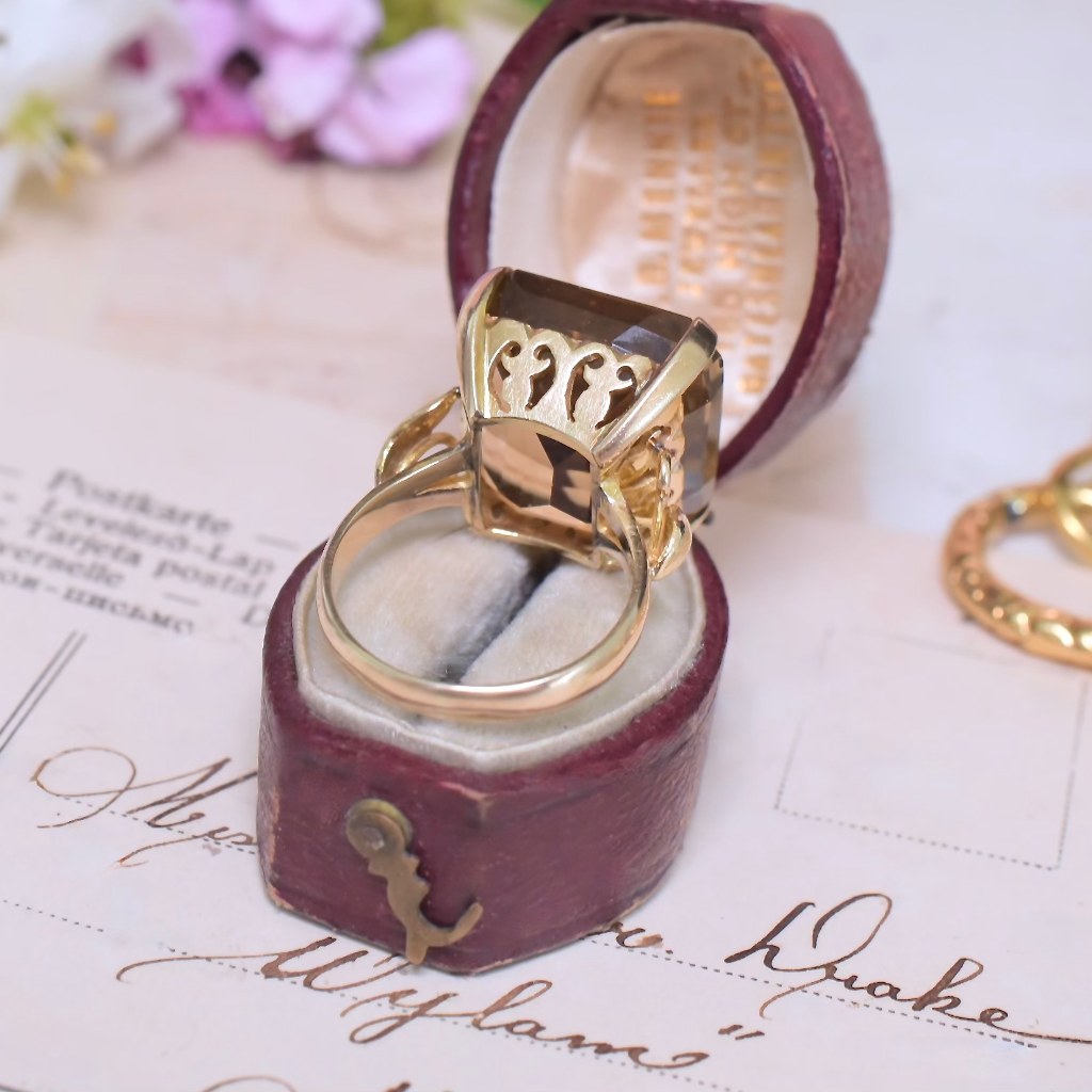 Vintage Retro 18ct Yellow Gold Citrine Ring Independent Valuation Included For $4150.00 AUD