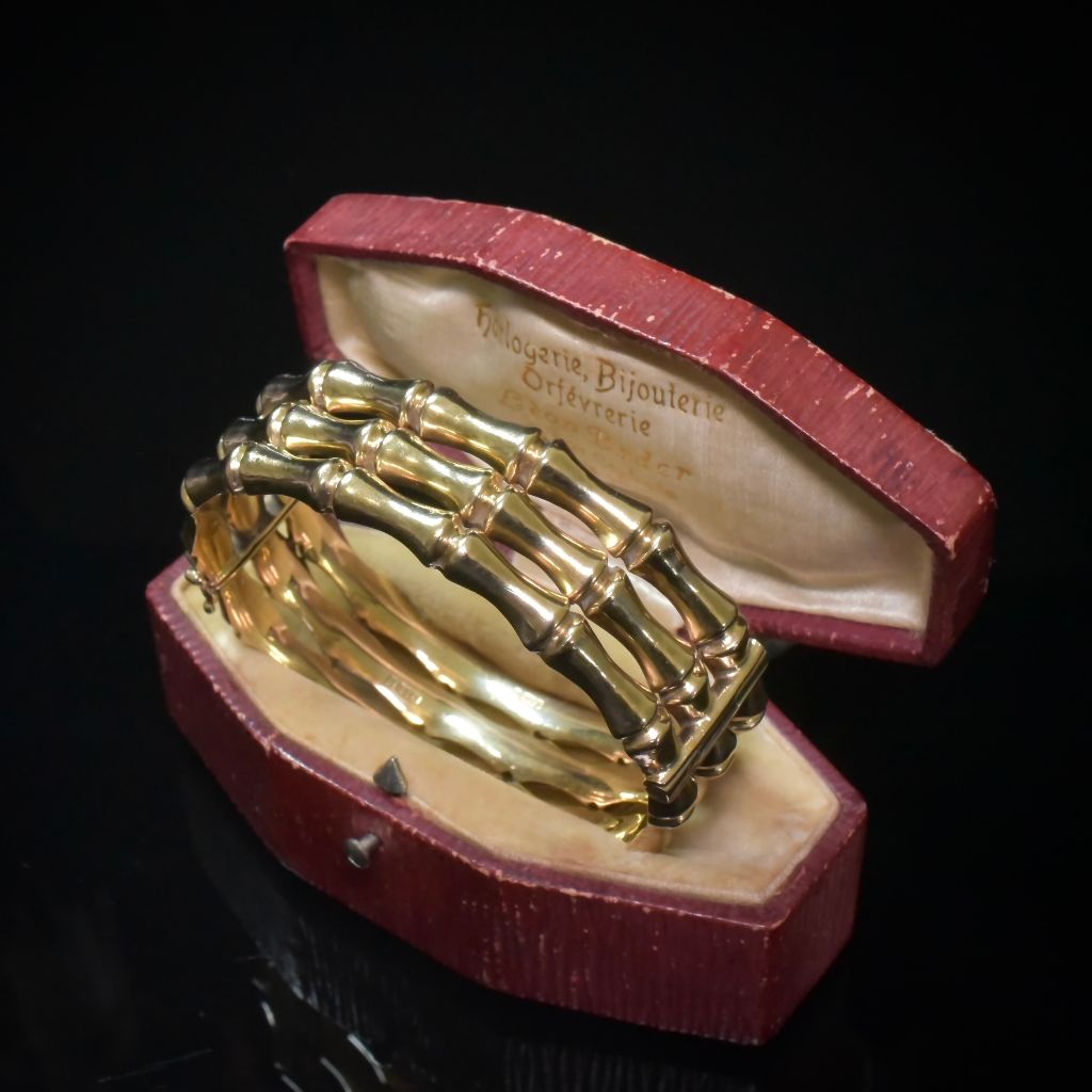 Antique 9ct Yellow Gold Triple Bamboo Bangle Circa 1910-15