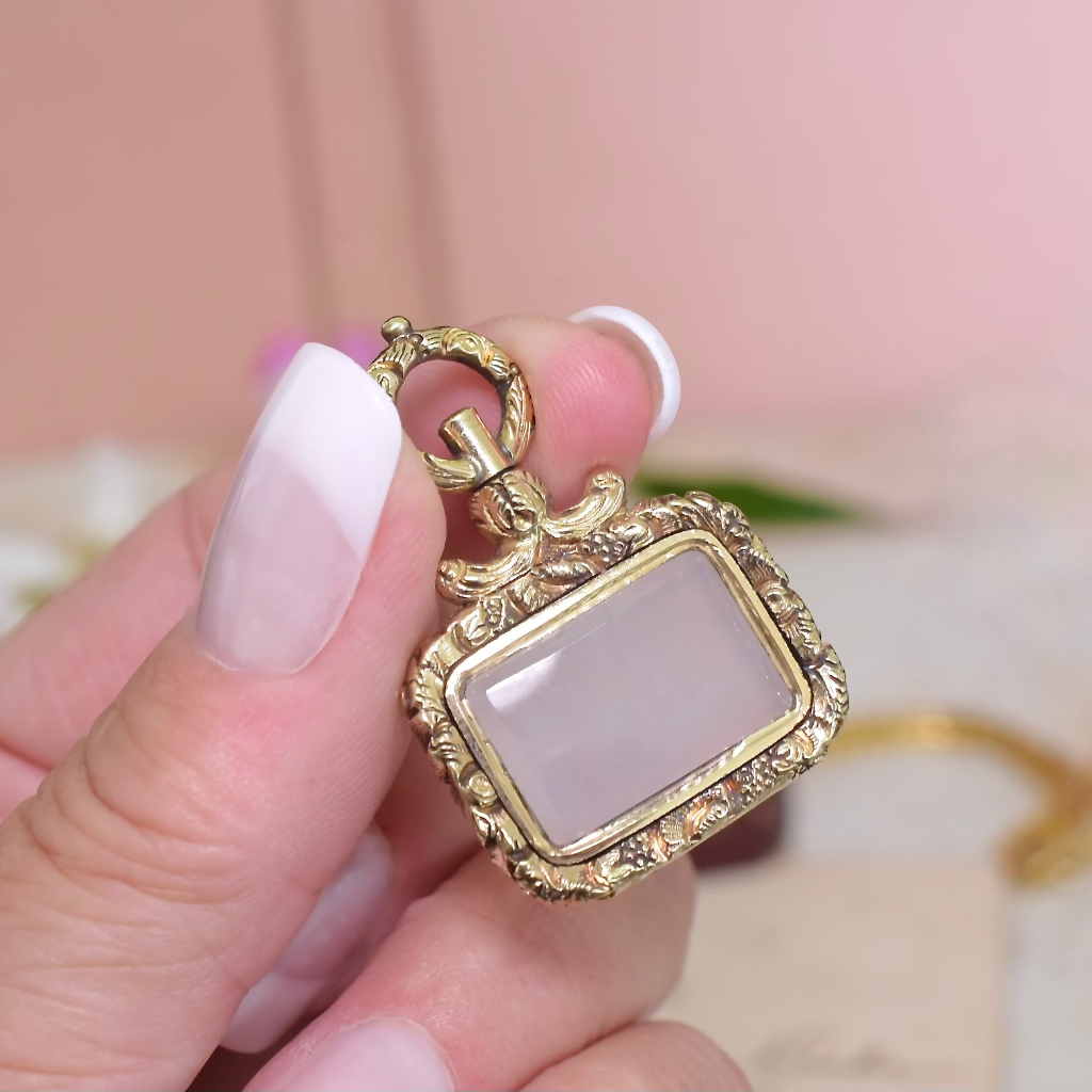 Antique Victorian *Gold Cased* Chalcedony Fob Pendant Circa 1890