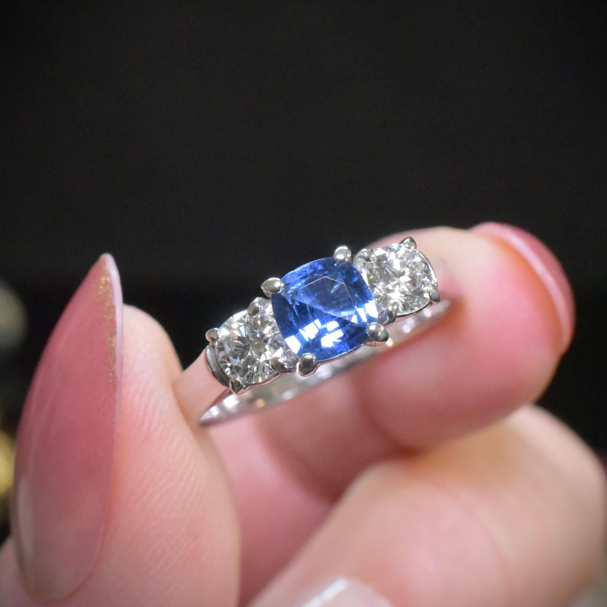Superb Australian Designer 18ct White Gold, Platinum, Palladium Ceylon Sapphire Diamond Ring Included In Purchase NCJV Valuation For $9,200 AUD