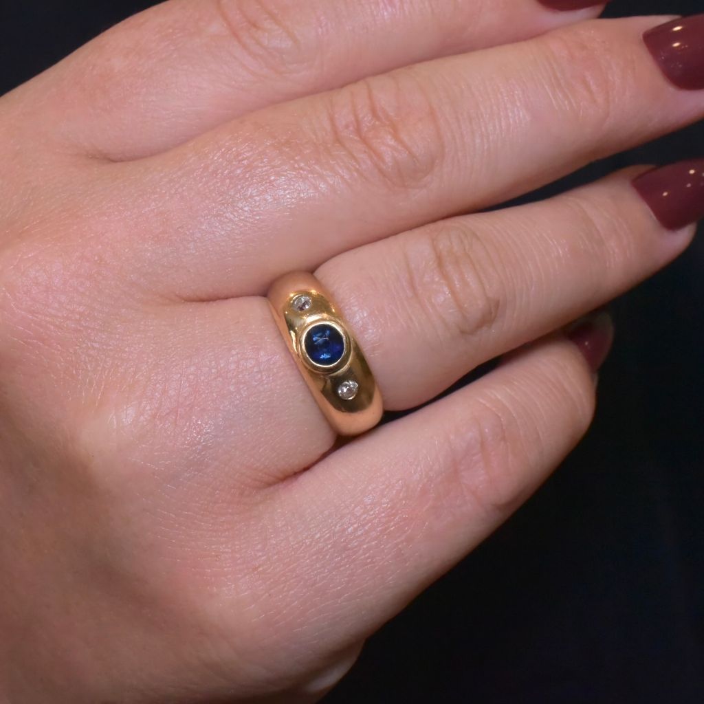 Estate 18ct Yellow Gold Sapphire And Diamond Ring