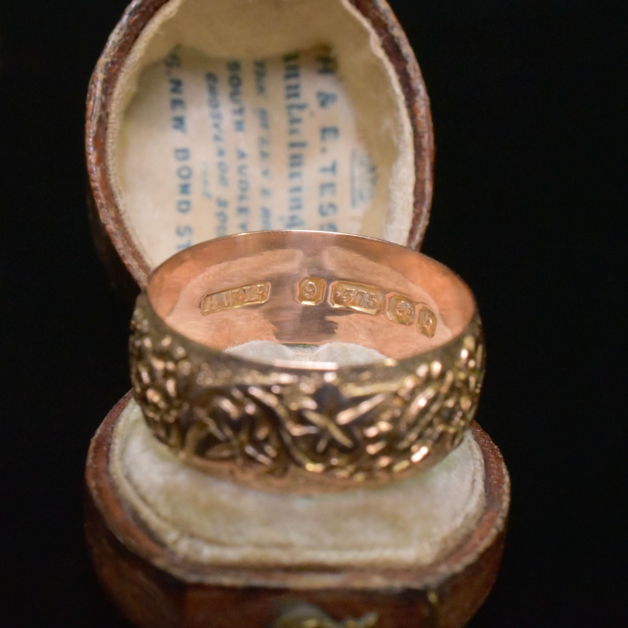 Stunning Antique Victorian/Edwardian 9ct Rose Gold Wide Floral Pattern Ring - Birmingham 1901