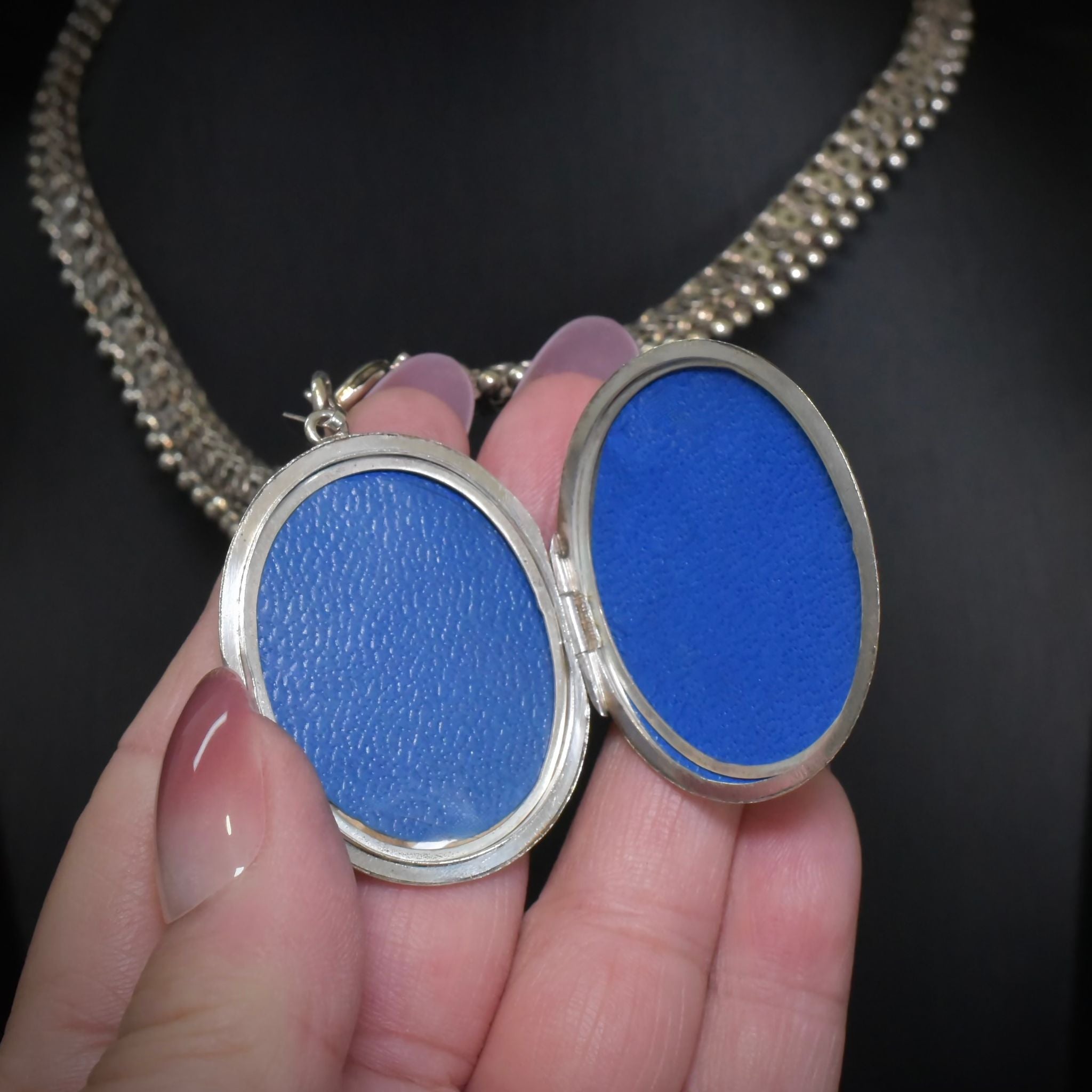 Antique Sterling Silver Bookchain And Antique ‘Style’ Sterling Silver Locket (Birmingham 1976)