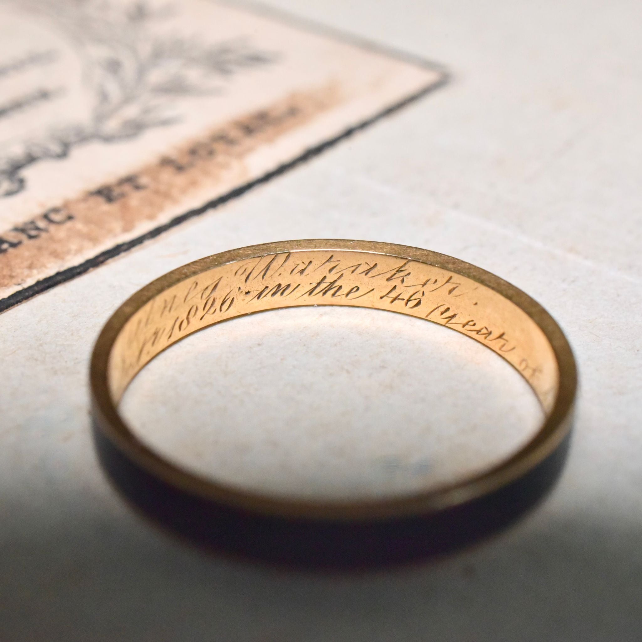 Antique Georgian 18ct Gold Enamel Mourning Ring - London 1826