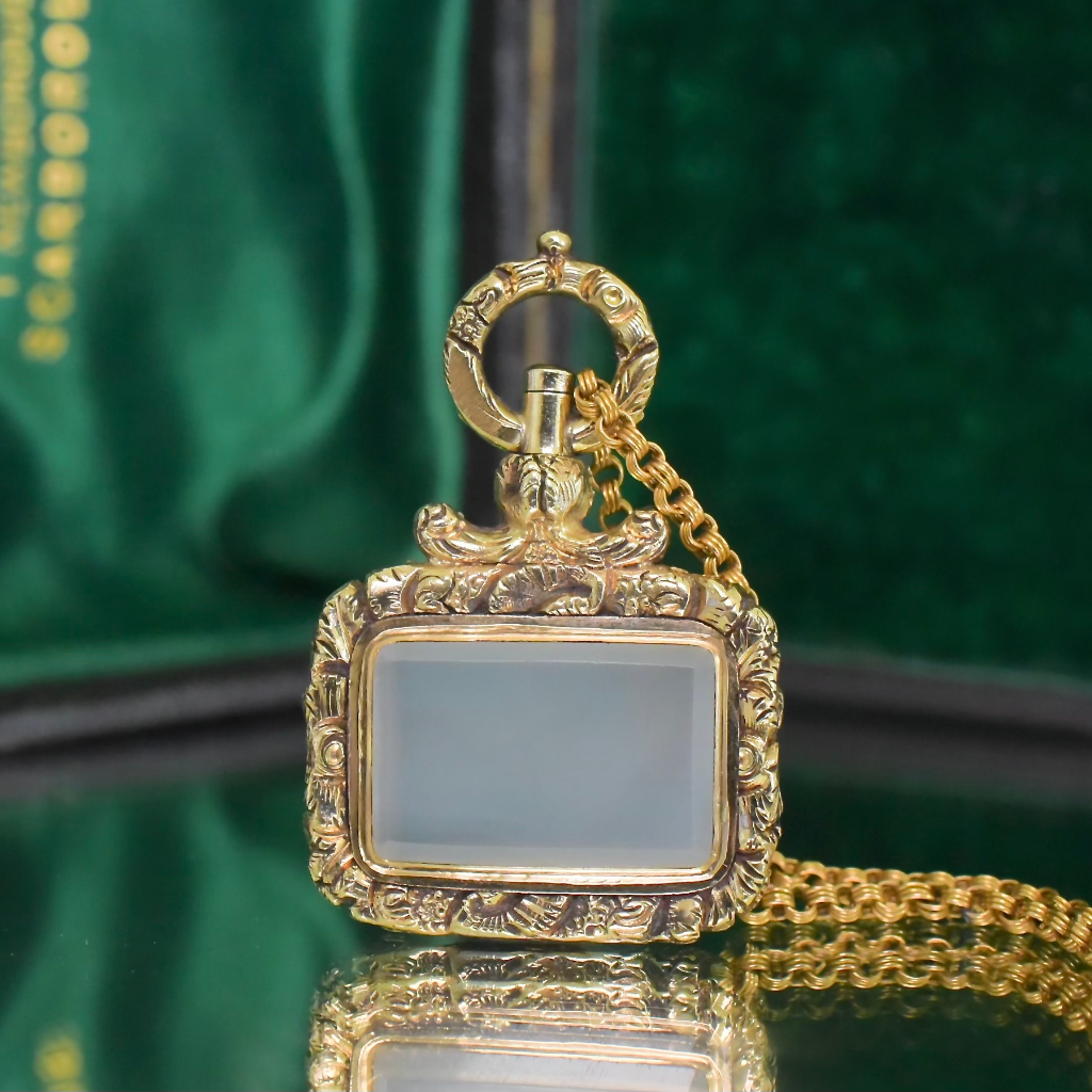 Antique Victorian *Gold Cased* Chalcedony Fob Pendant Circa 1890