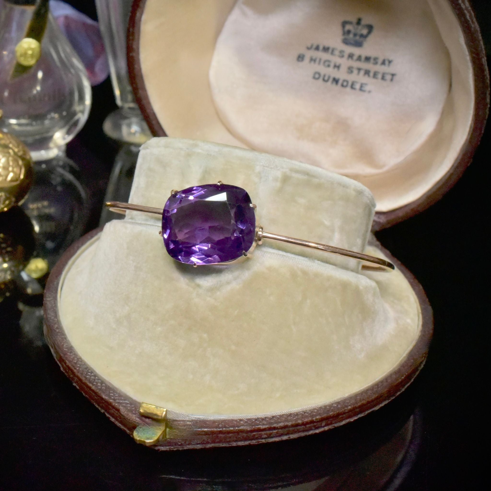 Superb Antique Australian 9ct Rose Gold Amethyst Bangle Circa 1910