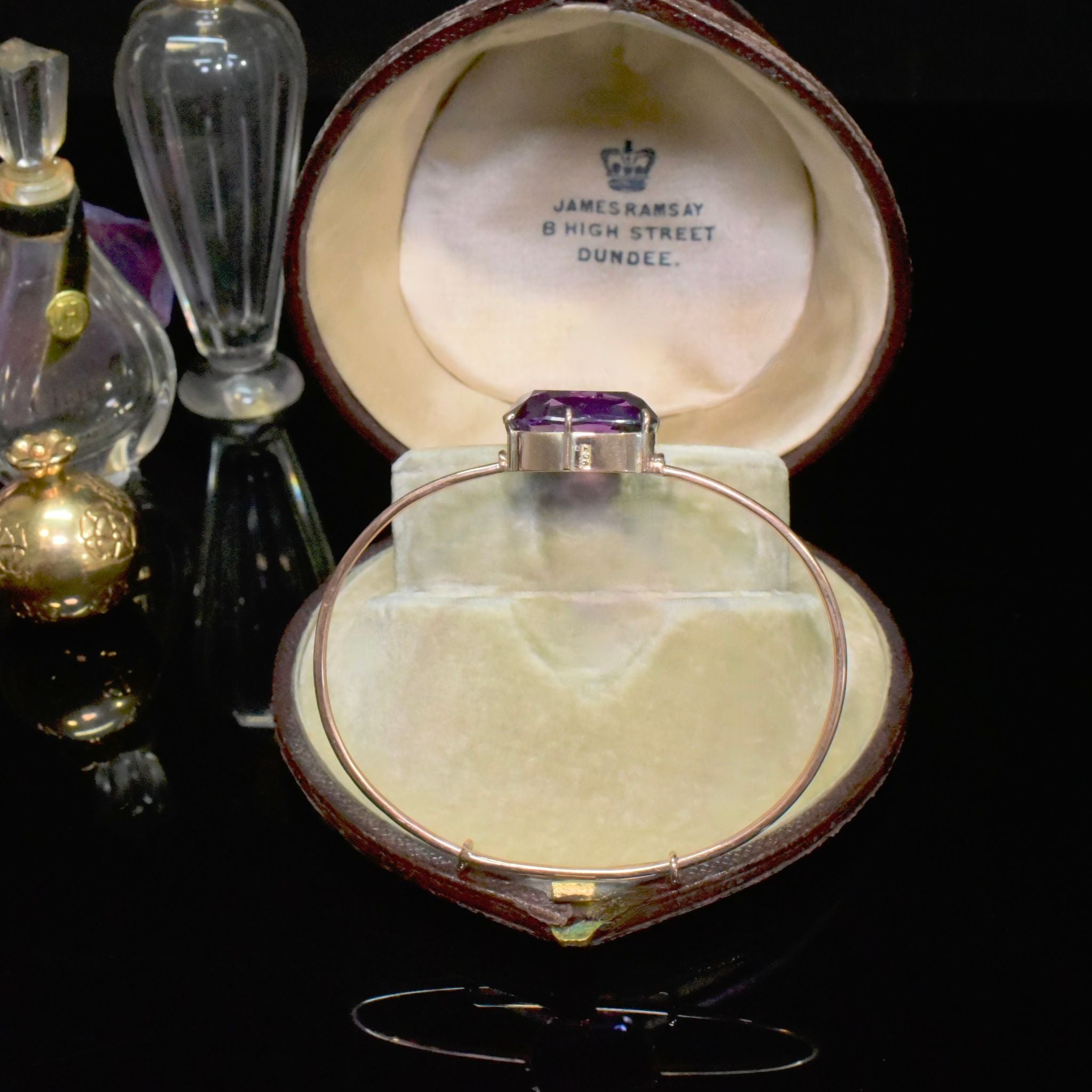 Superb Antique Australian 9ct Rose Gold Amethyst Bangle Circa 1910