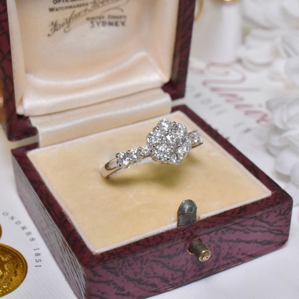 Contemporary 18ct White Gold And Diamond ‘Daisy’ Cluster Ring - 0.85ct