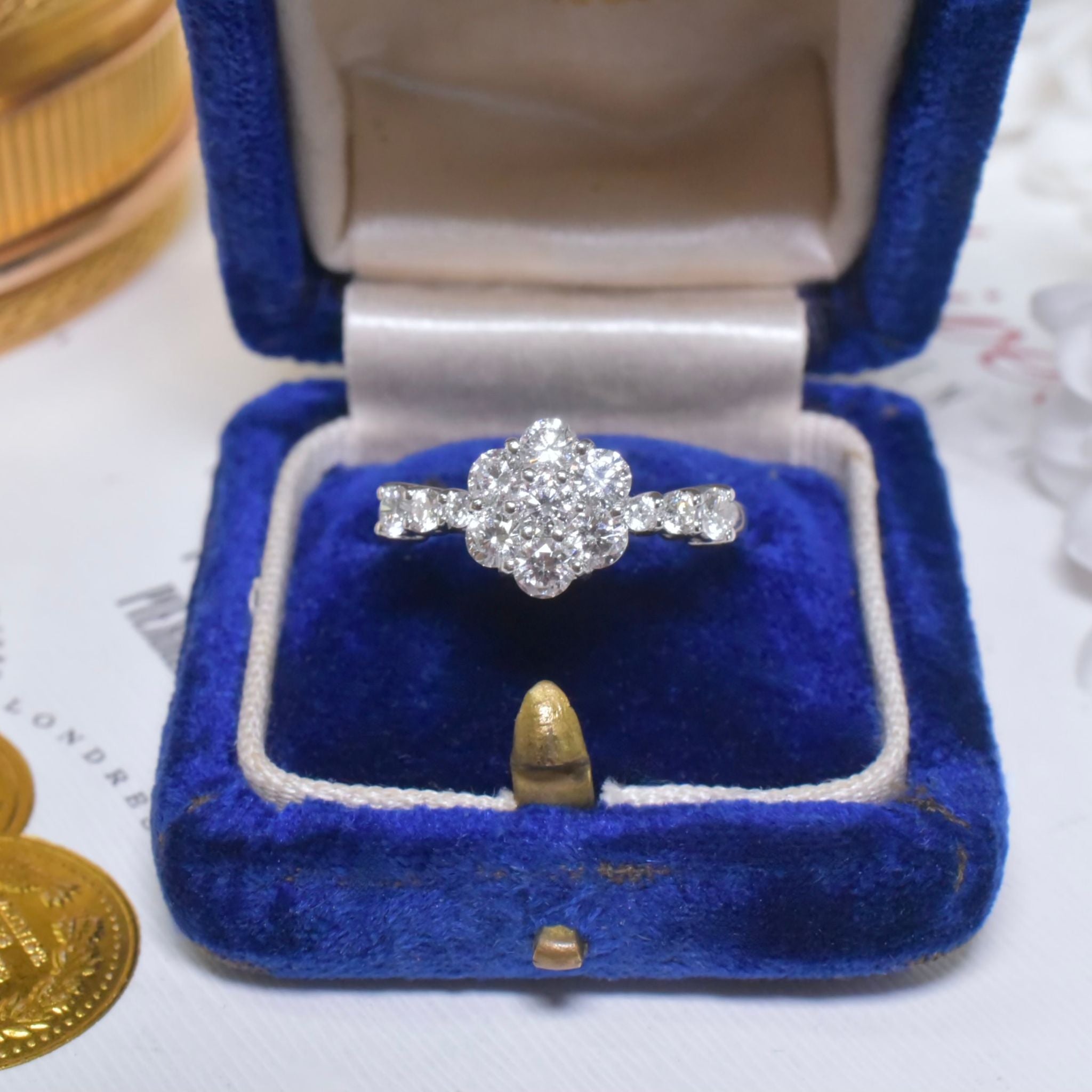 Contemporary 18ct White Gold And Diamond ‘Daisy’ Cluster Ring - 0.85ct