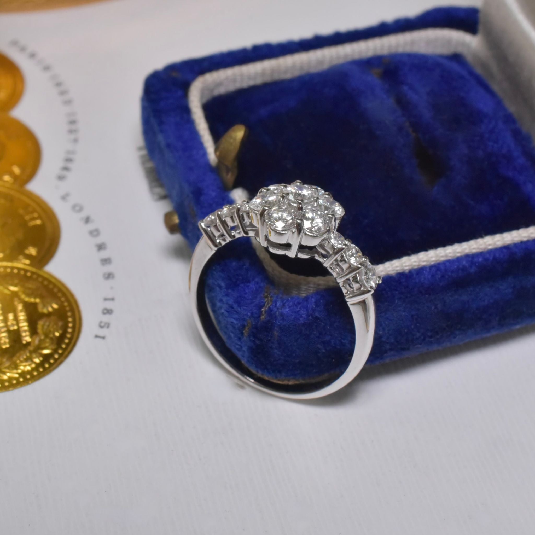 Contemporary 18ct White Gold And Diamond ‘Daisy’ Cluster Ring - 0.85ct