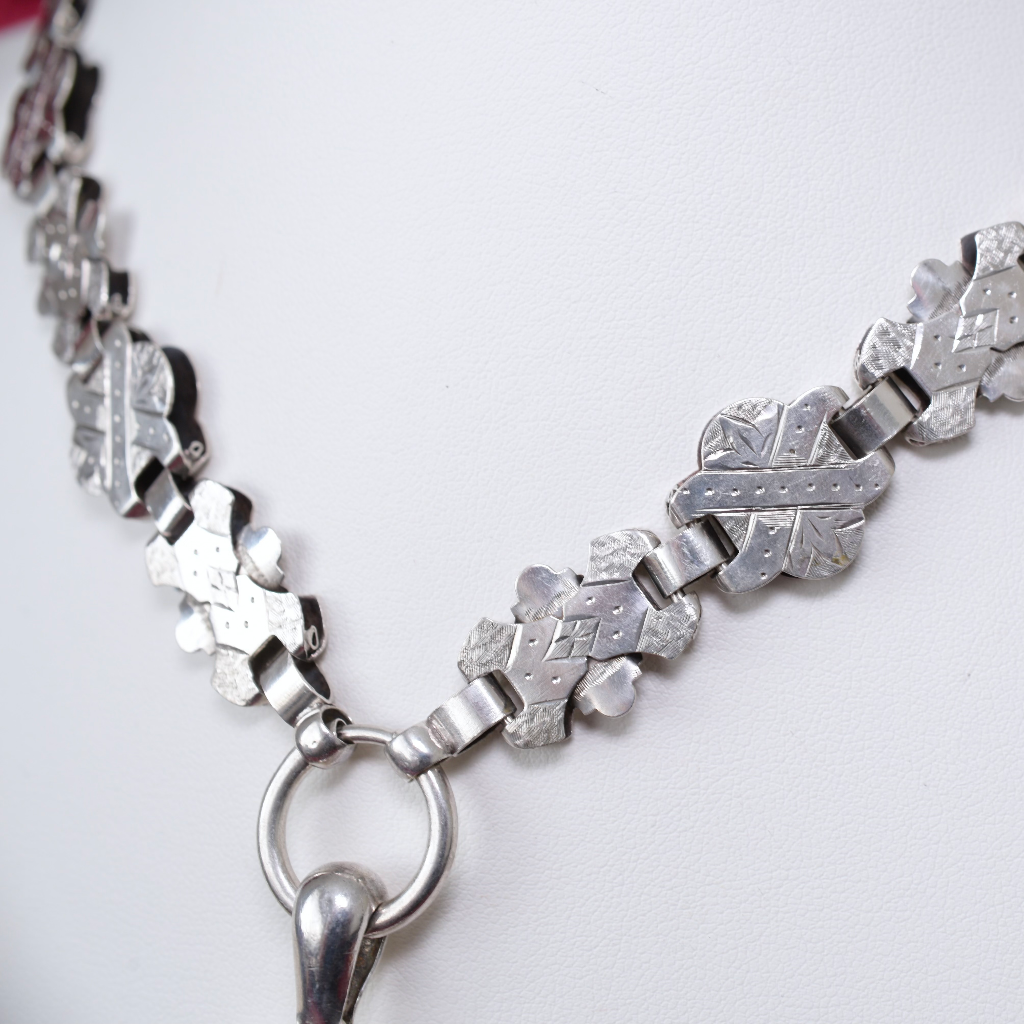 Victorian Sterling Silver Locket And Bookchain Hallmarked For 1881