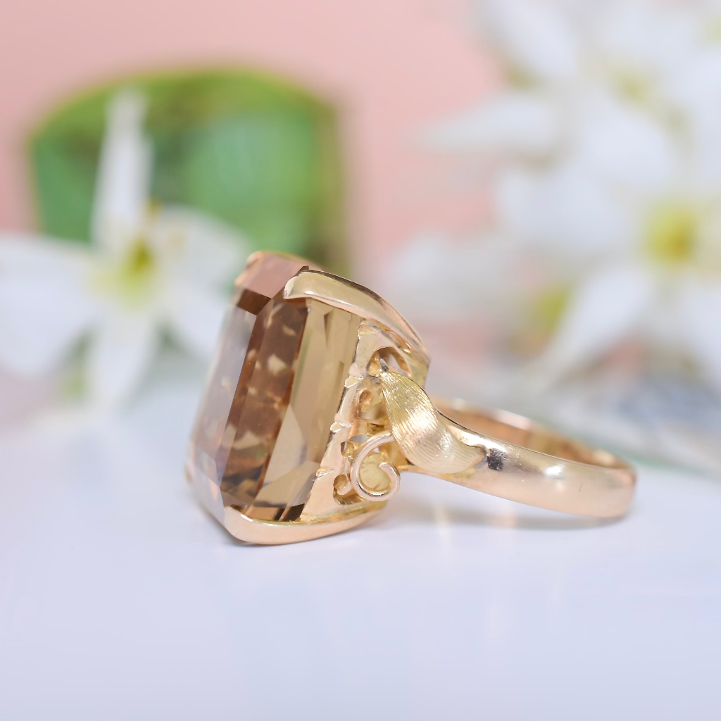 Vintage Retro 18ct Yellow Gold Citrine Ring Independent Valuation Included For $4150.00 AUD
