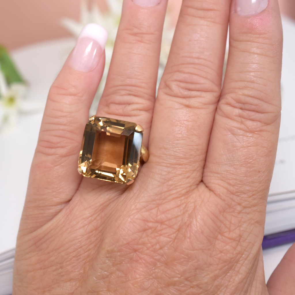 Vintage Retro 18ct Yellow Gold Citrine Ring Independent Valuation Included For $4150.00 AUD