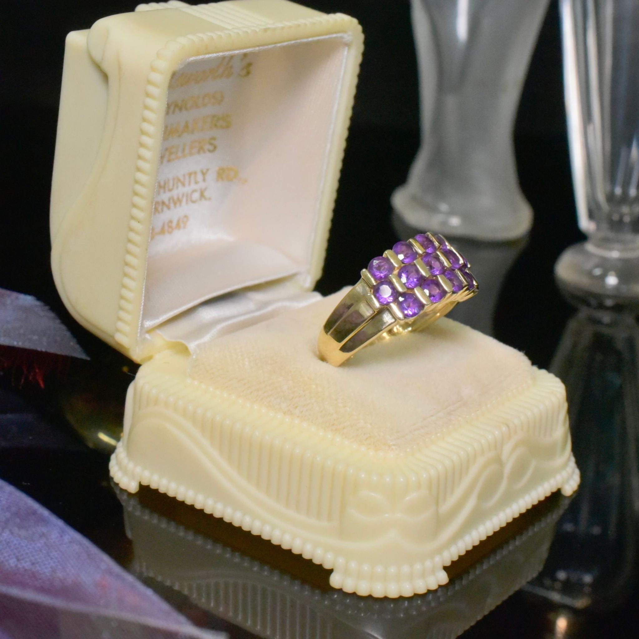 Modern 9ct Yellow Gold And Amethyst Ring - Birmingham 1999