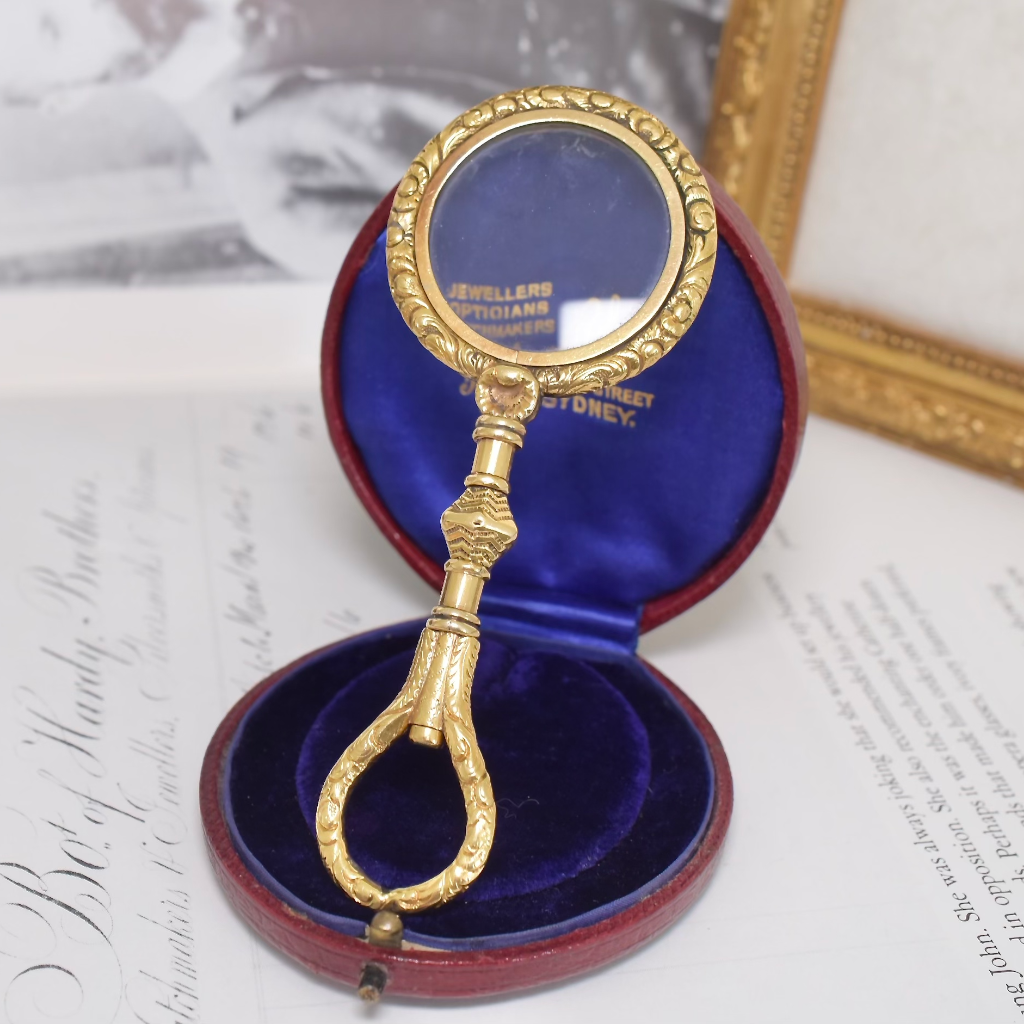 Antique Victorian 18ct Gold Mounted Magnifying Quizzing Glass