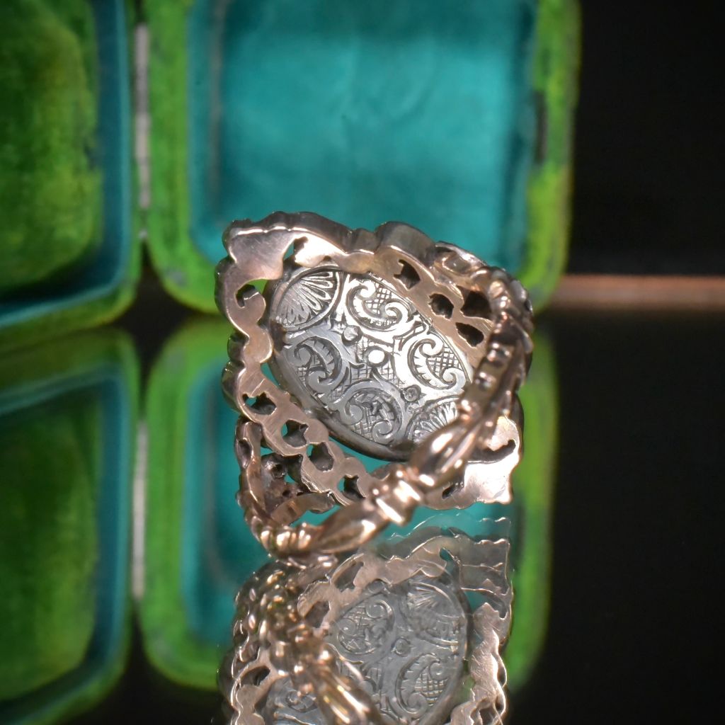 Antique Georgian 9ct And Silver Diamond Enamel ‘Bague Au Firmament’ Ring Circa 1790-1800