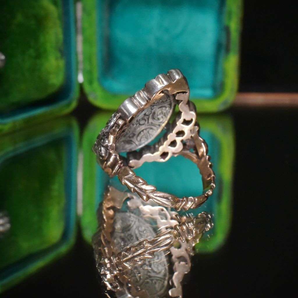 Antique Georgian 9ct And Silver Diamond Enamel ‘Bague Au Firmament’ Ring Circa 1790-1800