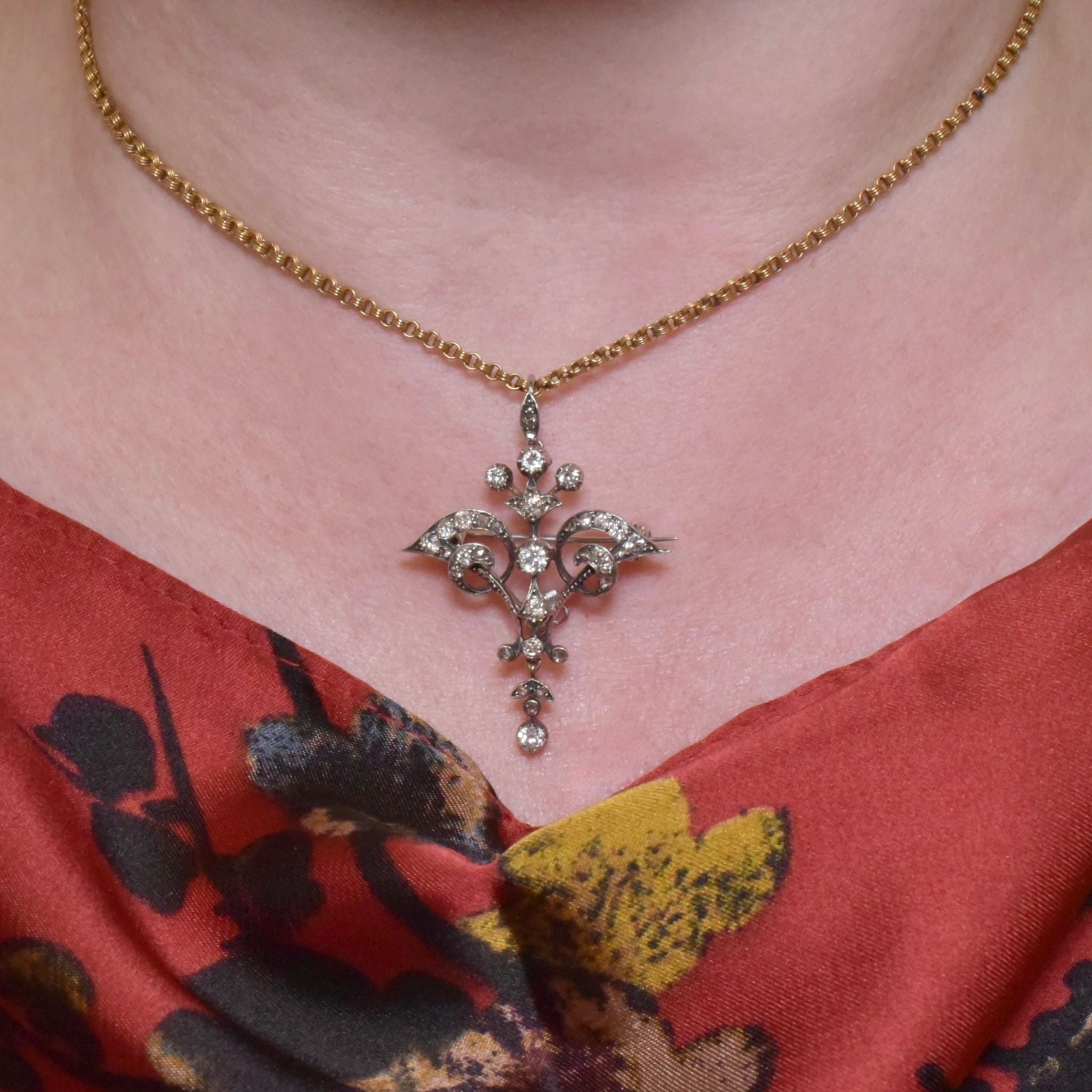 Outstanding Antique Edwardian 15ct Gold Combination Pendant / Brooch Circa 1901-1910