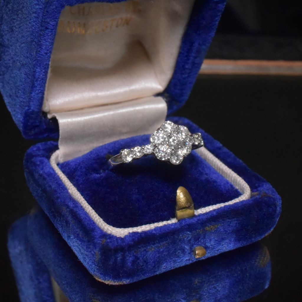 Contemporary 18ct White Gold And Diamond ‘Daisy’ Cluster Ring - 0.85ct