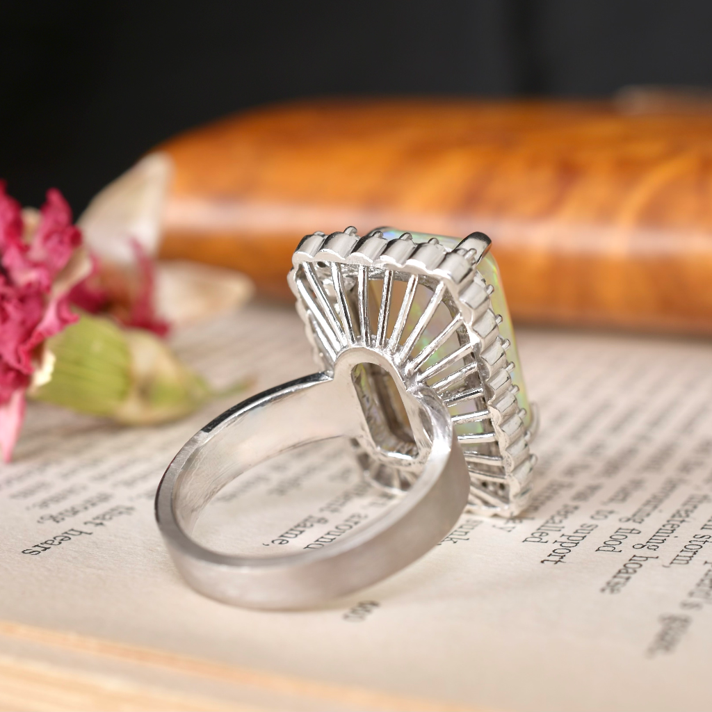 Contemporary 14ct White Gold Solid White Opal Ring Independent Valuation Included With Purchase $12,400 AUD