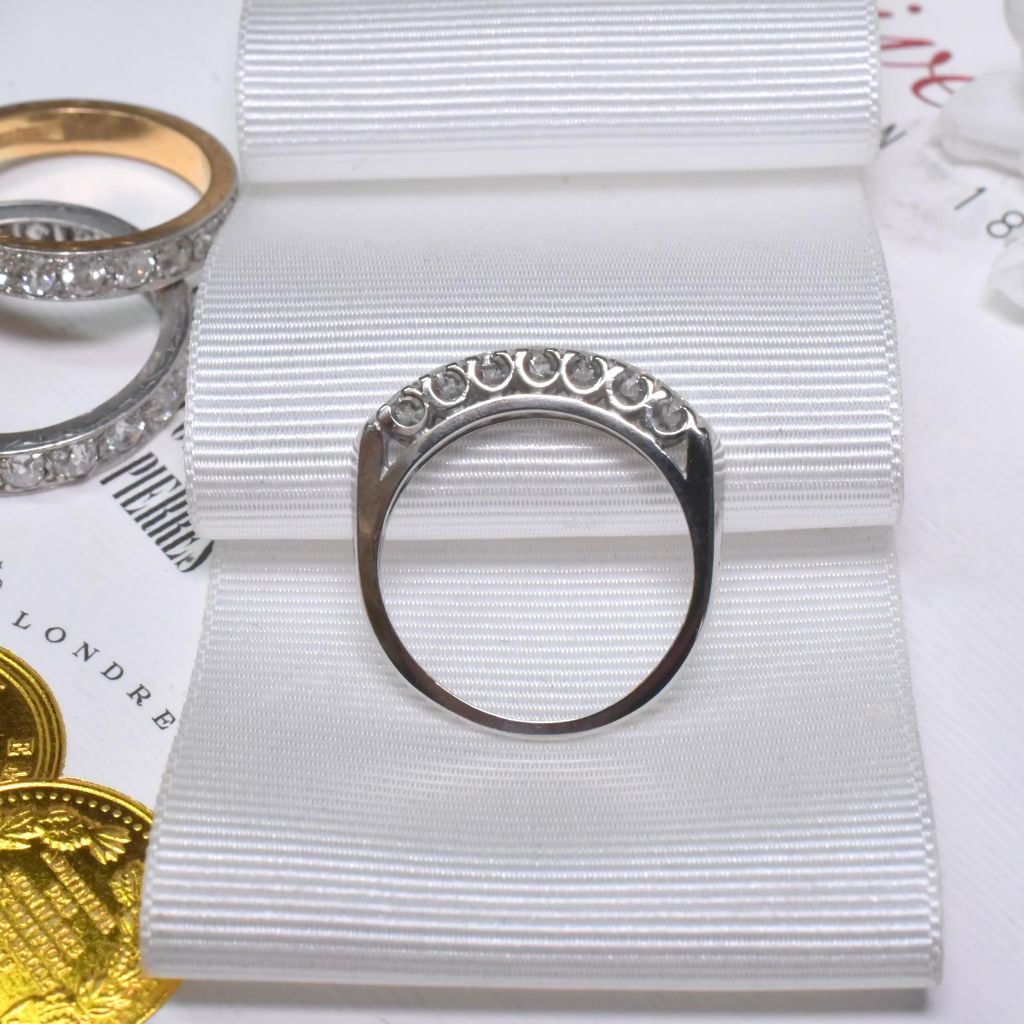 Vintage 14ct White Gold Seven Diamond ‘Half Hoop’ Ring Circa 1940-50’s