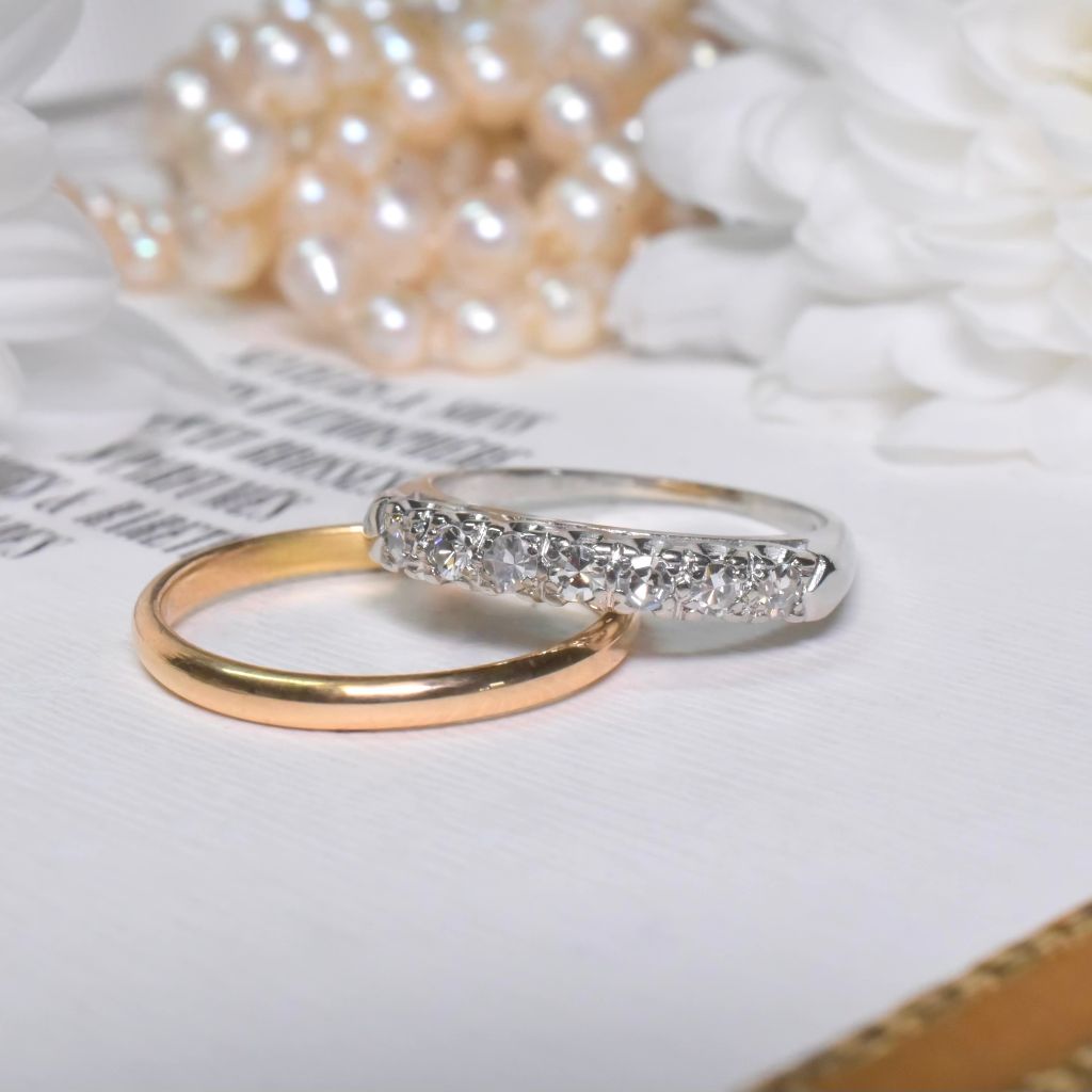 Vintage 14ct White Gold Seven Diamond ‘Half Hoop’ Ring Circa 1940-50’s