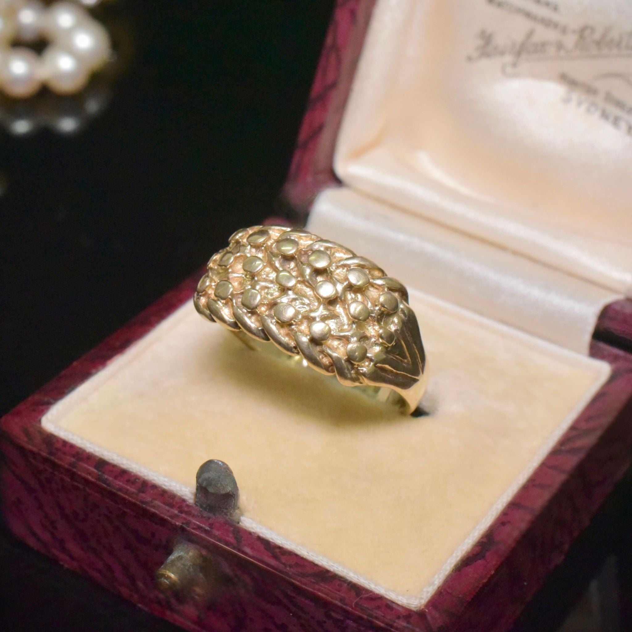 Modern Antique Style Wide 9ct Yellow Gold ‘Keeper Ring’ -Sheffield 1999