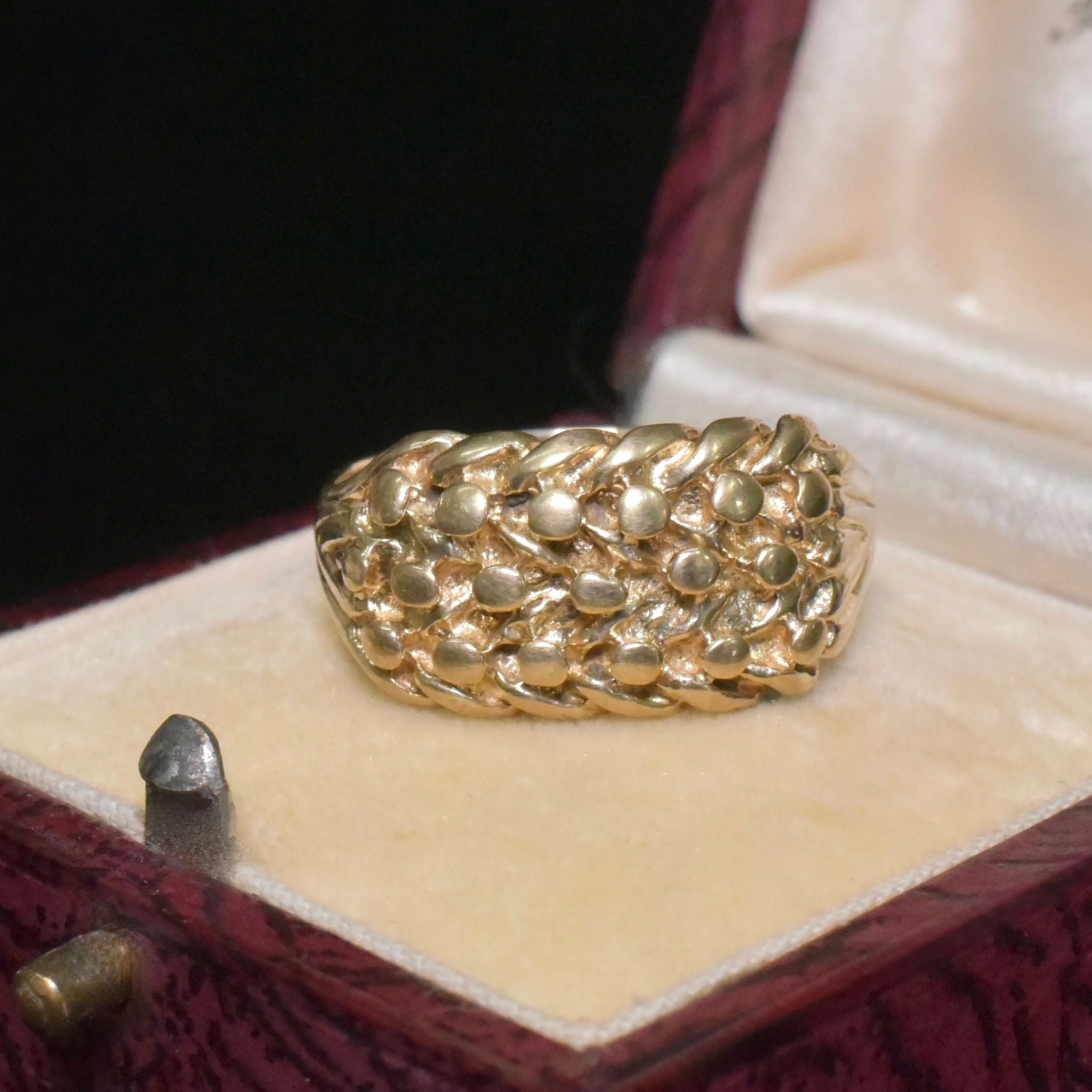 Modern Antique Style Wide 9ct Yellow Gold ‘Keeper Ring’ -Sheffield 1999