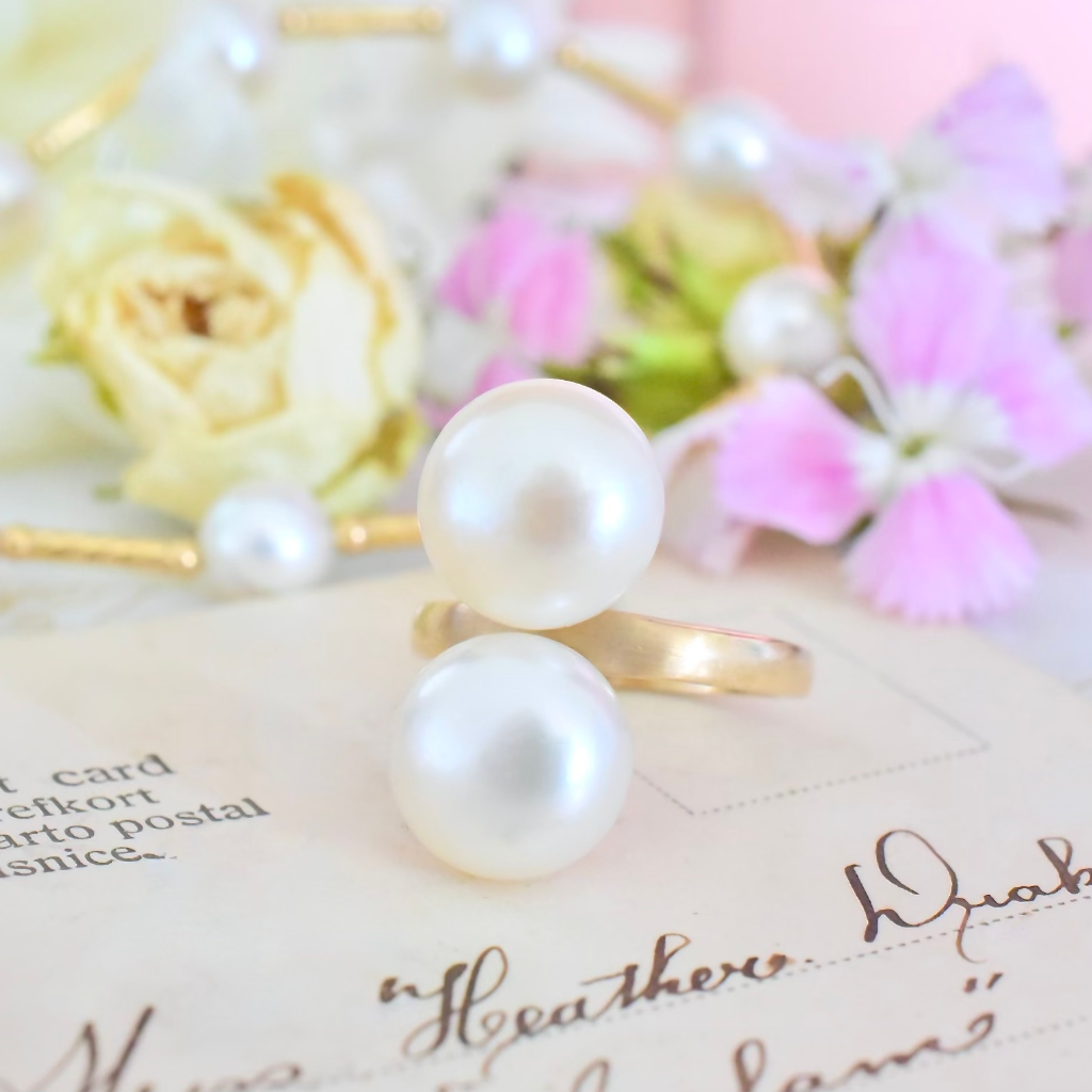 Contemporary 9ct Yellow Gold And Freshwater Button Pearl Ring