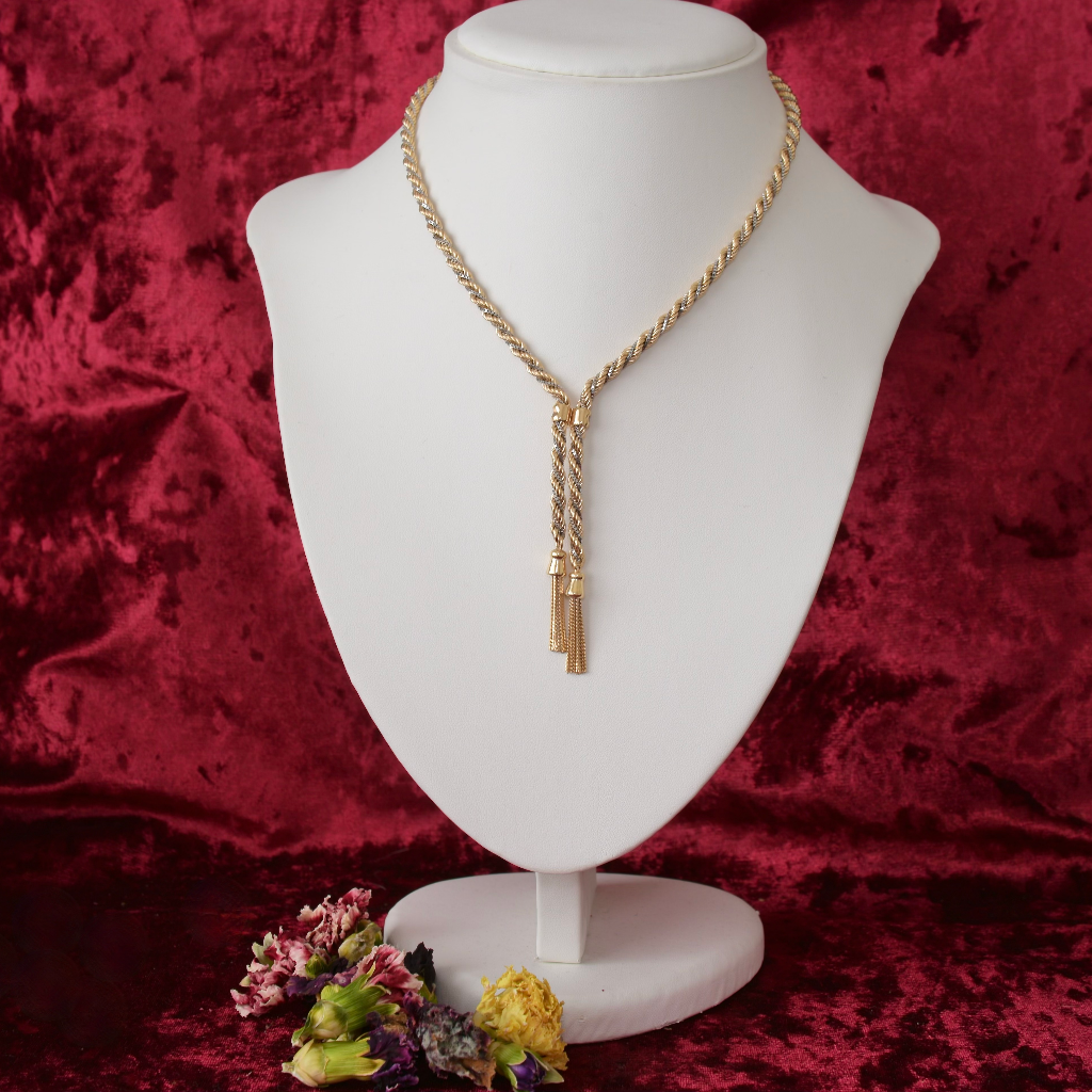 Contemporary Italian 9ct Yellow And White Gold ‘Lariat’ Necklace By UnoAerre