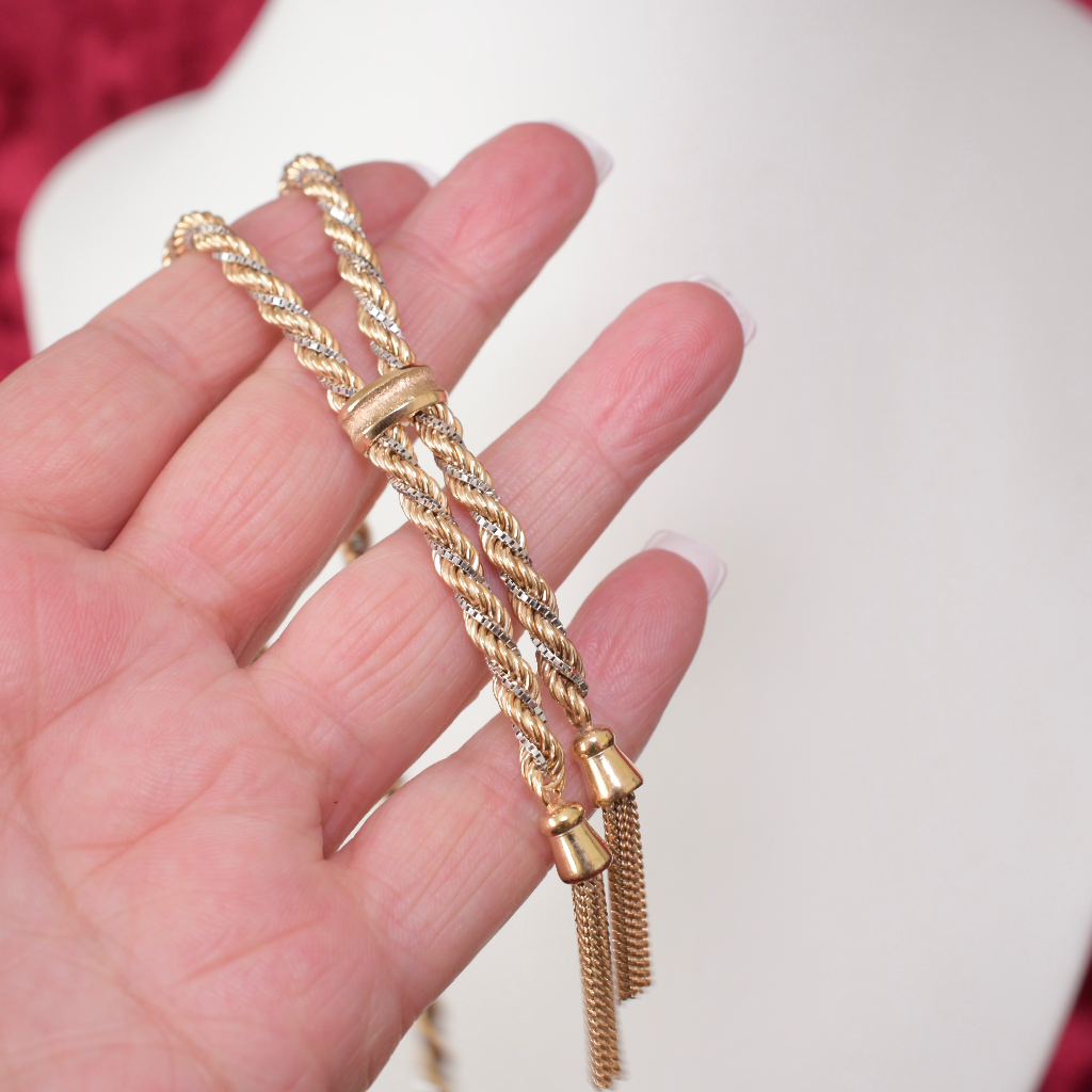 Contemporary Italian 9ct Yellow And White Gold ‘Lariat’ Necklace By UnoAerre