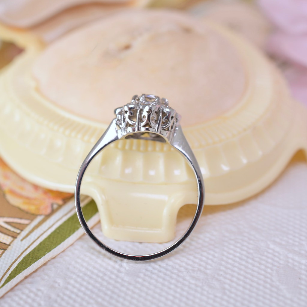 Antique Edwardian Era 18ct White Gold And Diamond ‘Daisy’ Ring Circa 1915-25 Independent Valuation Included For $6,000 AUD
