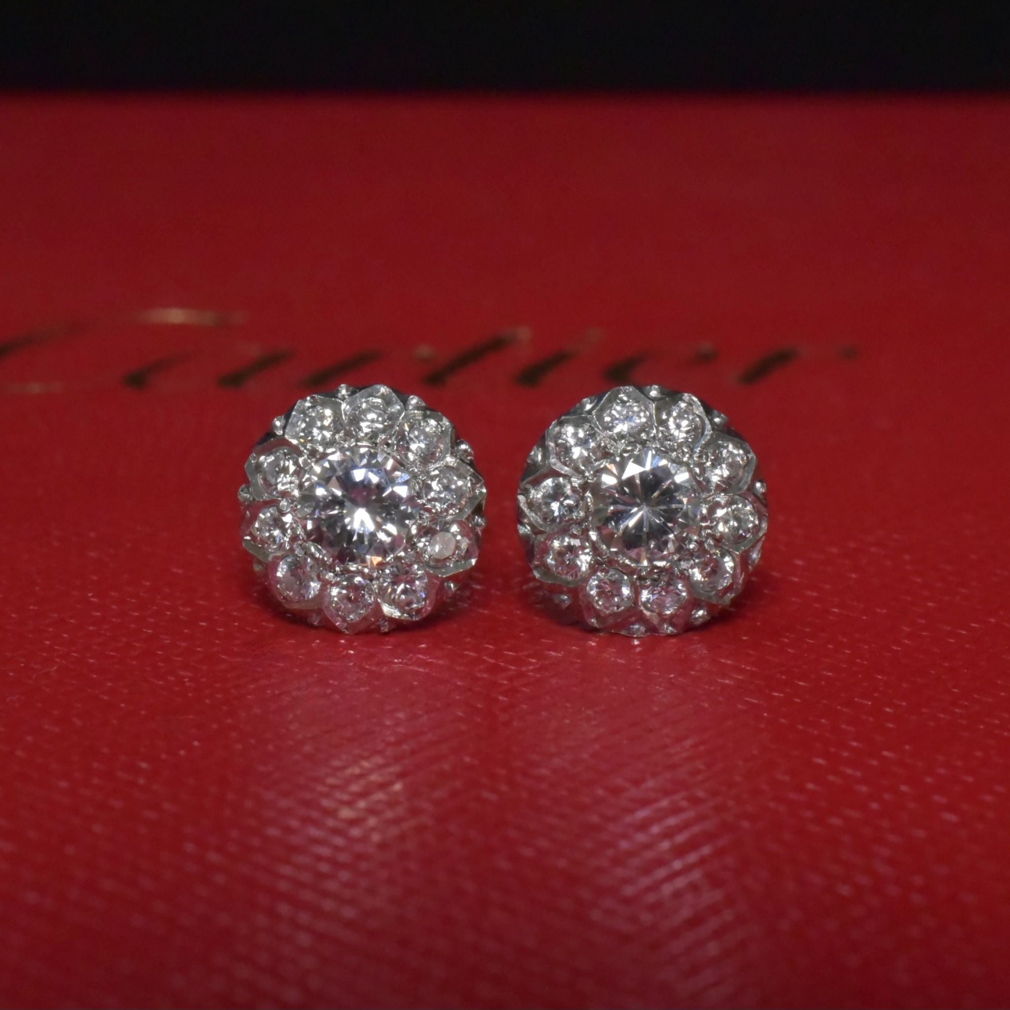 Vintage 15ct White Gold Diamond ‘Daisy’ Cluster Earrings