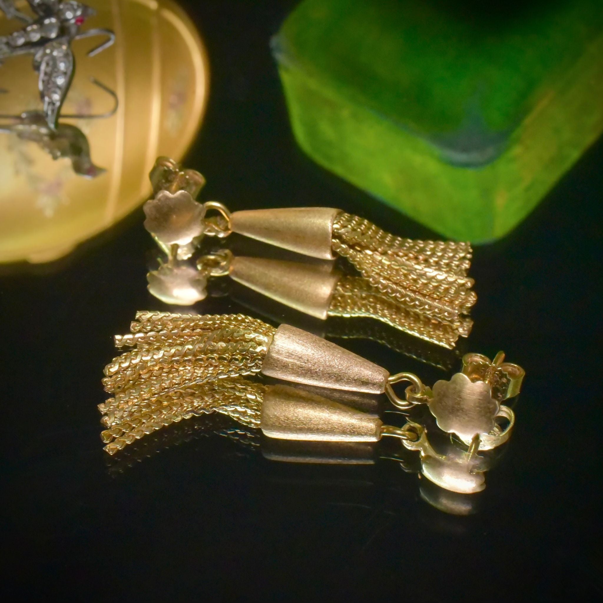 Vintage Italian 18ct Yellow Gold Tassel Drop Earrings