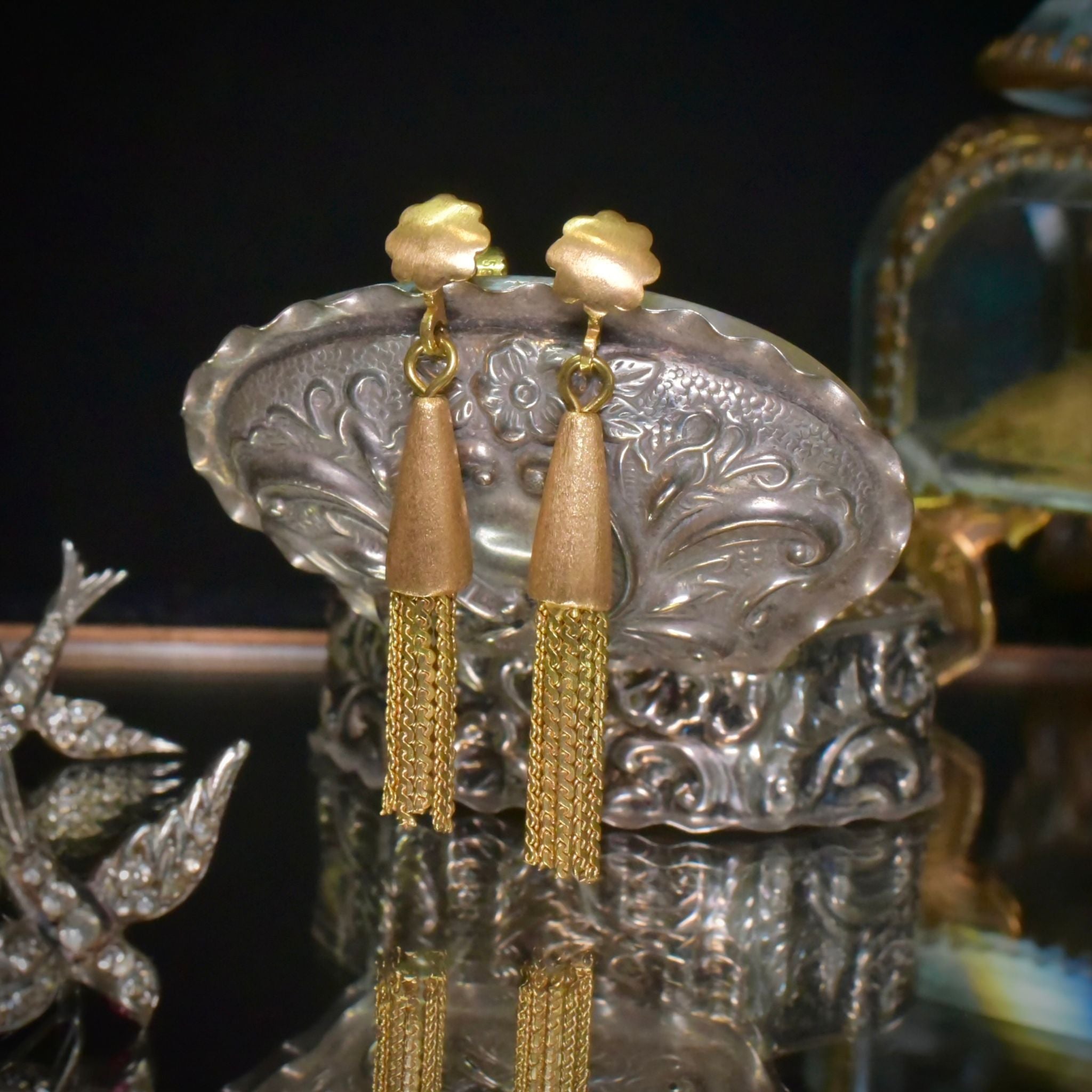 Vintage Italian 18ct Yellow Gold Tassel Drop Earrings