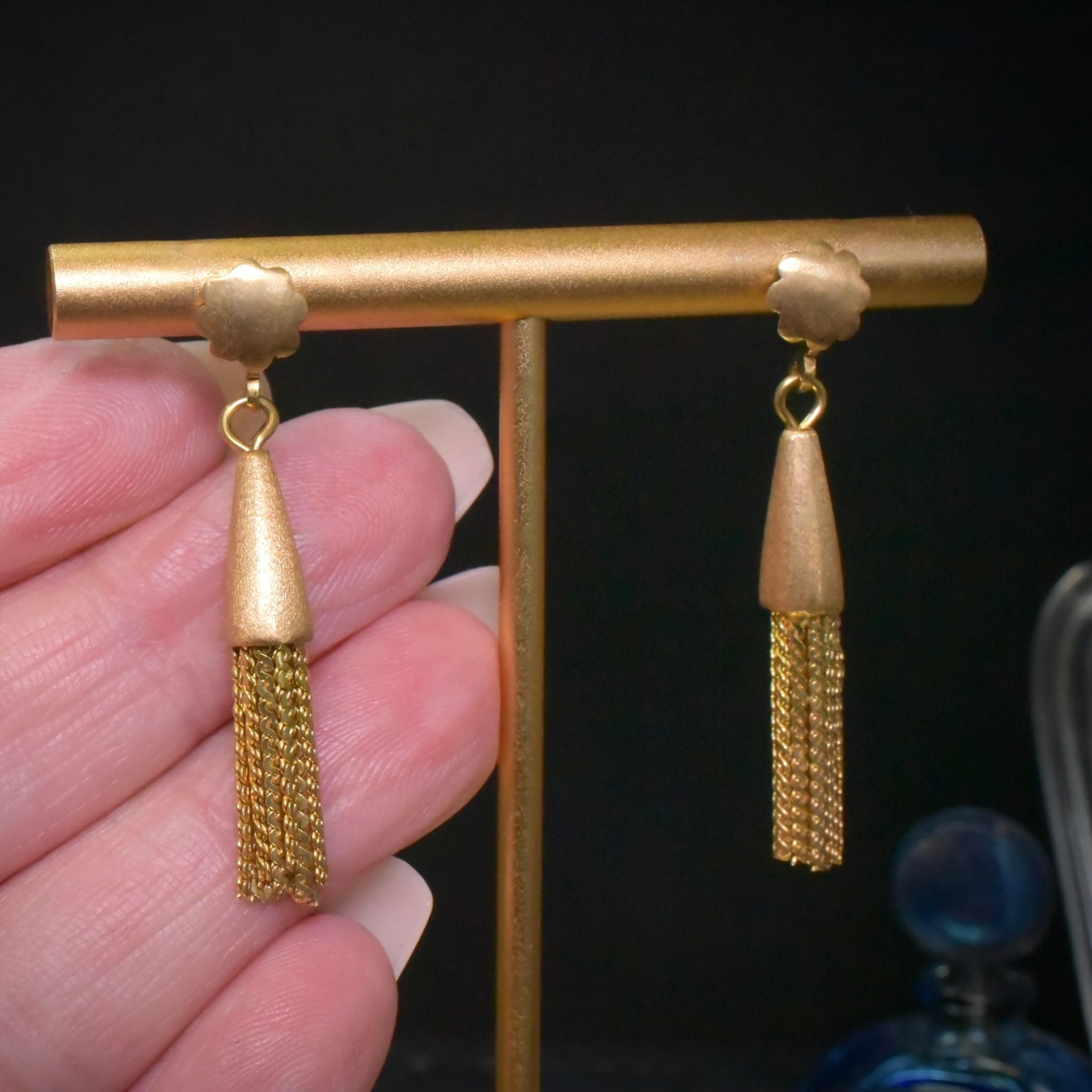 Vintage Italian 18ct Yellow Gold Tassel Drop Earrings