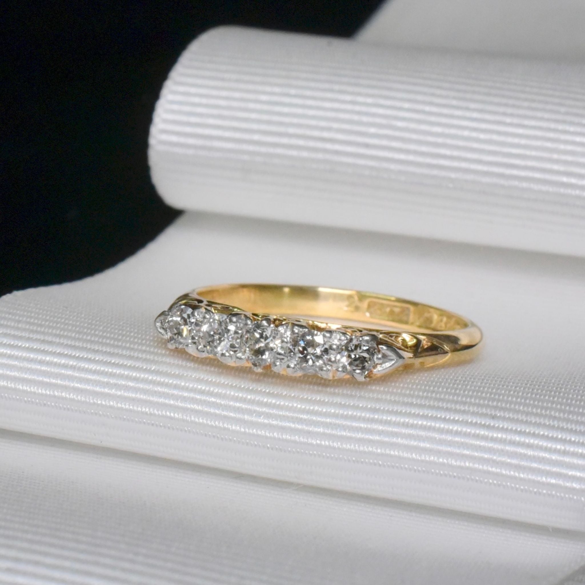 Antique Australian Edwardian 18ct And Platinum Diamond Five Stone Ring Circa 1910-1915