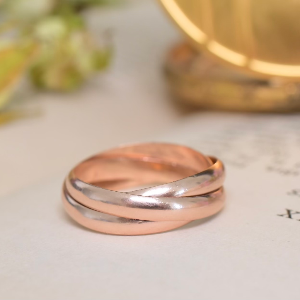 Modern 14ct Rose Gold Russian Wedding or Rolling Ring