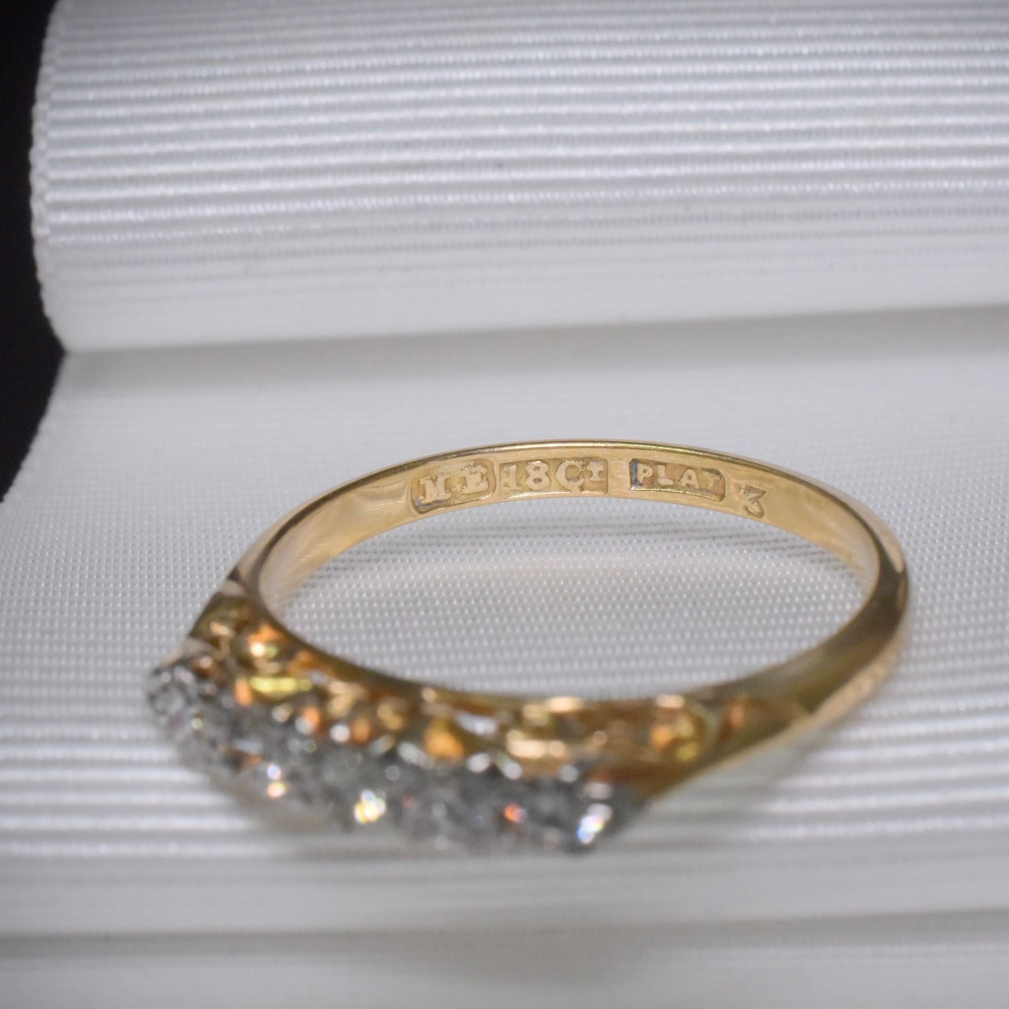 Antique Australian Edwardian 18ct And Platinum Diamond Five Stone Ring Circa 1910-1915