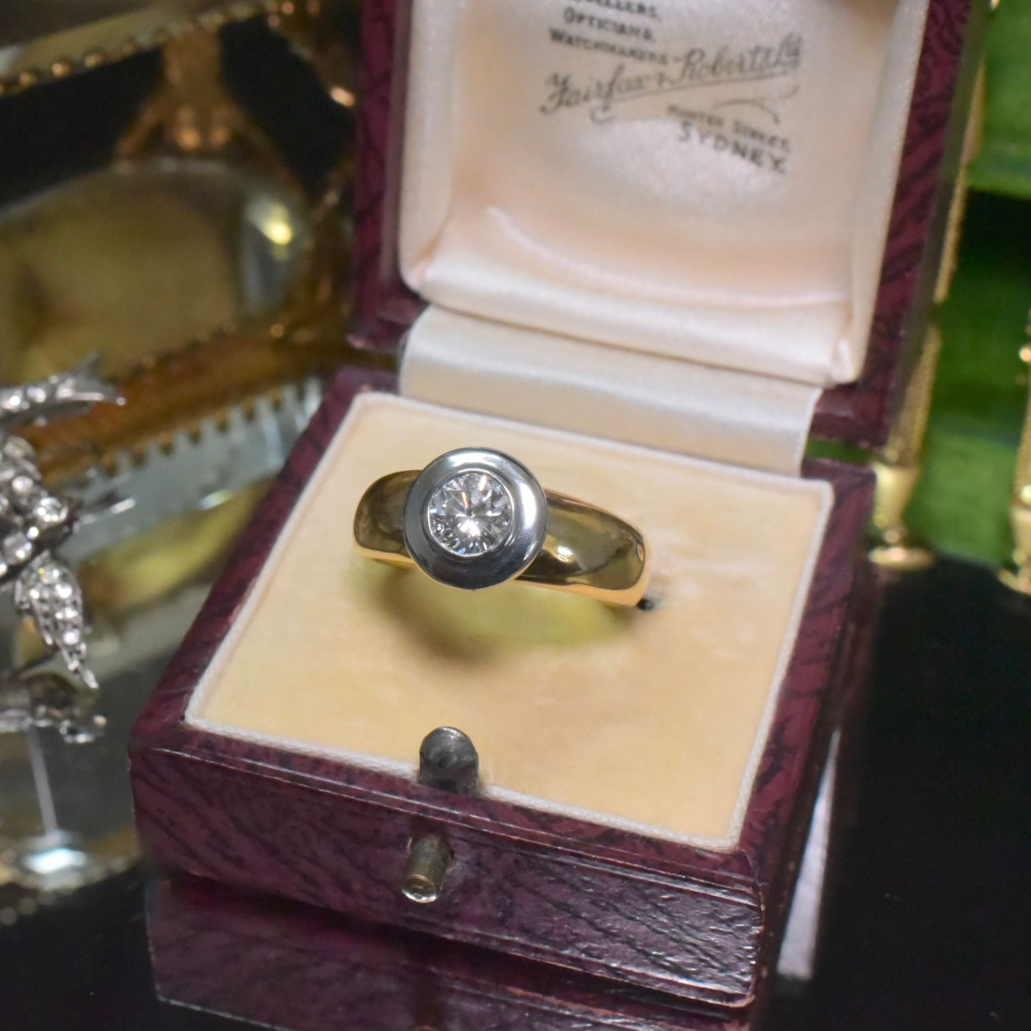 Modern 18ct Yellow And White Gold Solitaire 0.59ct Diamond Ring (Insurance Valuation Included For $5,040 AUD Dated 1999)