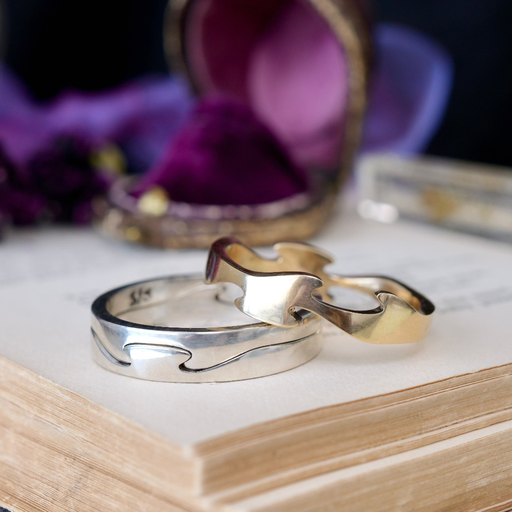 Modern 9ct Yellow Gold And Sterling Silver ‘Interlocking’ Ring