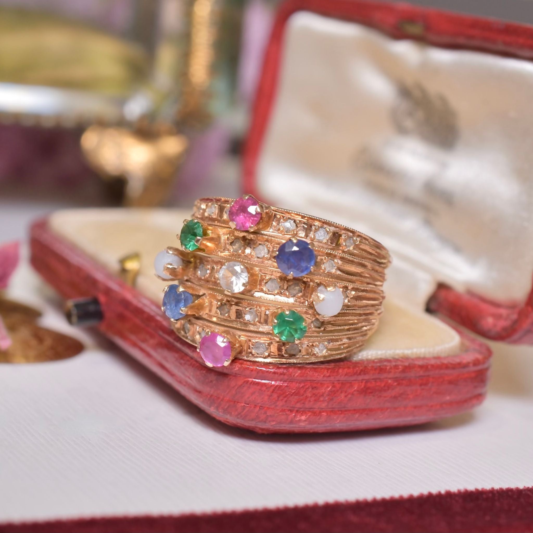 Vintage 18ct Yellow Gold Multi-Gem And Diamond ‘Harem’ Ring - Circa 1960-70’s