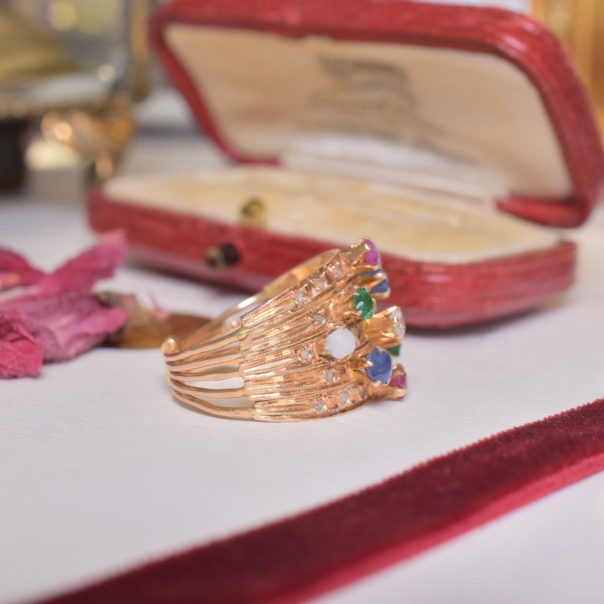 Vintage 18ct Yellow Gold Multi-Gem And Diamond ‘Harem’ Ring - Circa 1960-70’s
