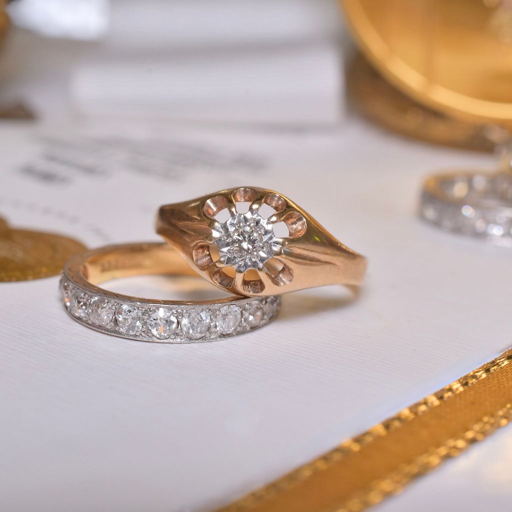 Vintage 9ct Yellow Gold And Diamond Ring
