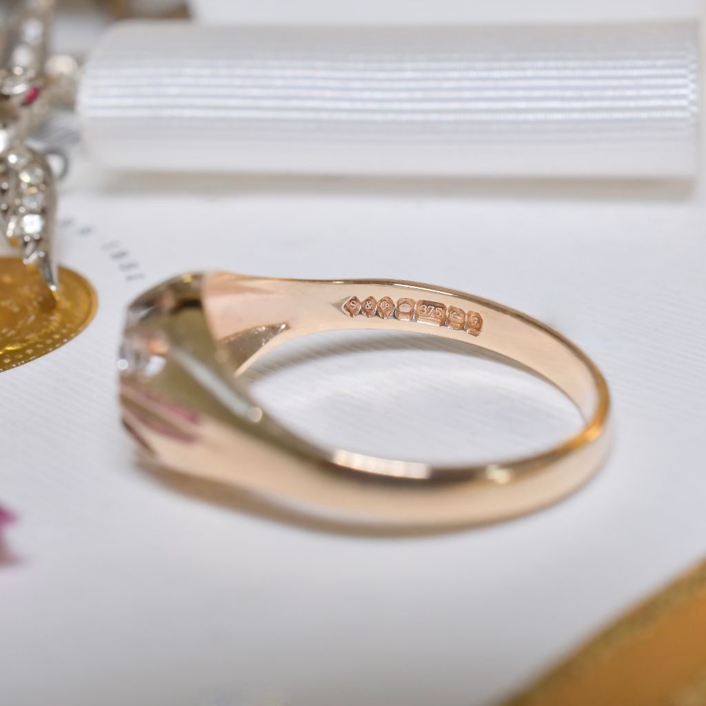 Vintage 9ct Yellow Gold And Diamond Ring
