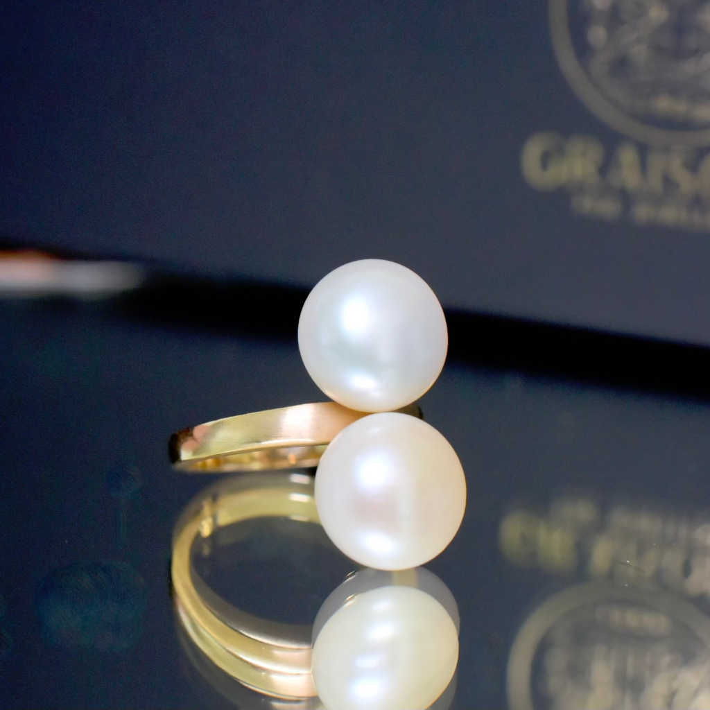 Contemporary 9ct Yellow Gold And Freshwater Button Pearl Ring