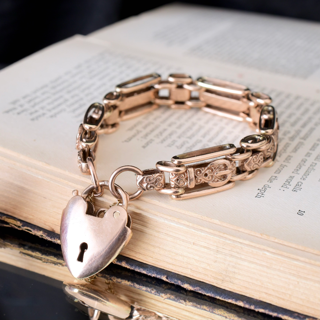 Contemporary ‘Antique Style’ Reversible 9ct Rose Gold ‘Buckle’ Padlock Bracelet
