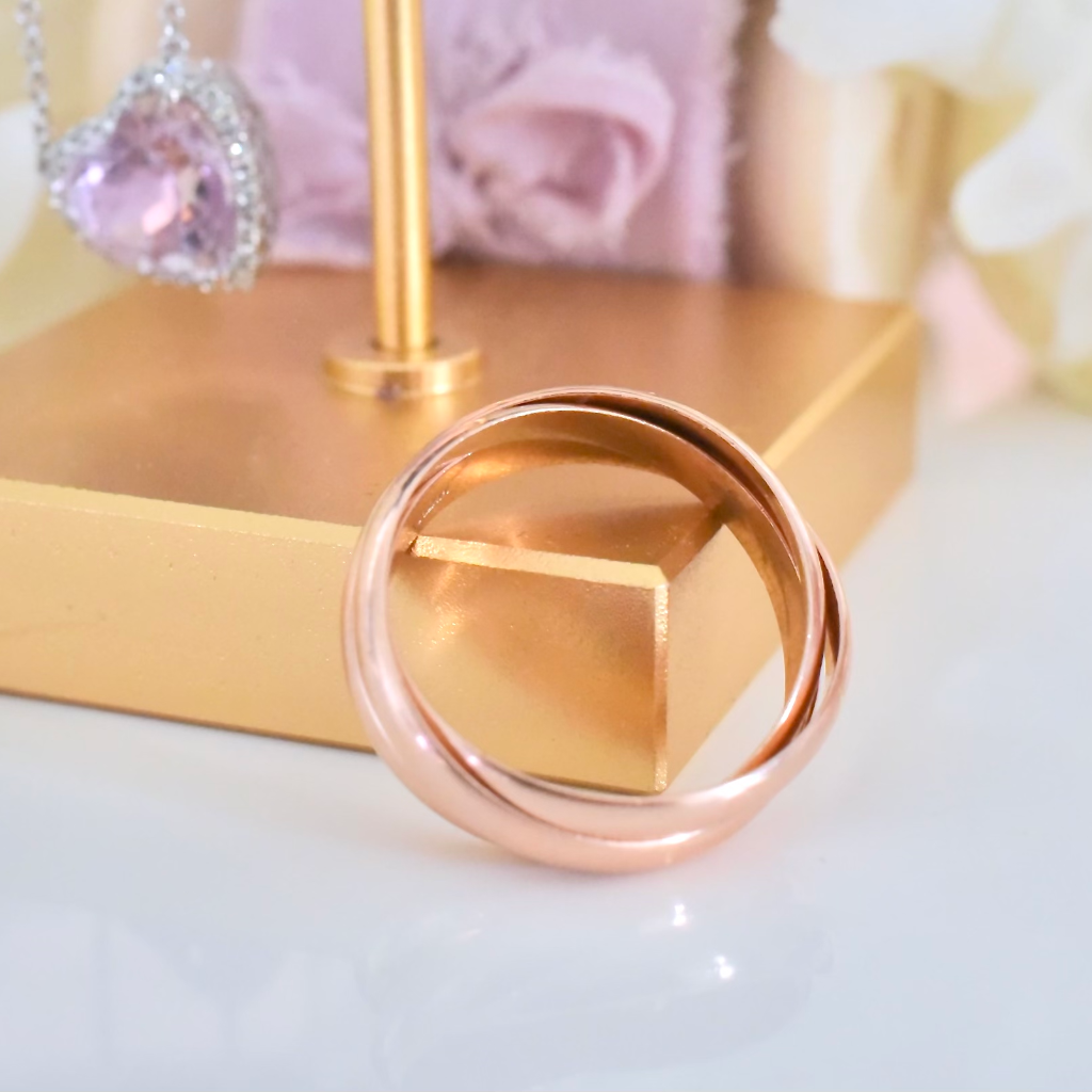 Modern 14ct Rose Gold Russian Wedding or Rolling Ring